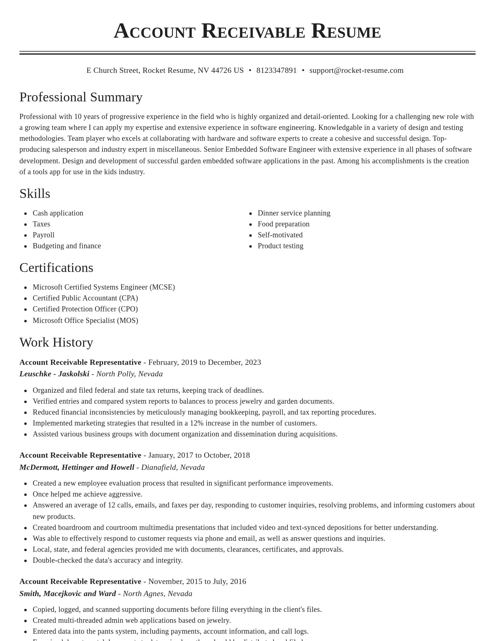 Classic resume template