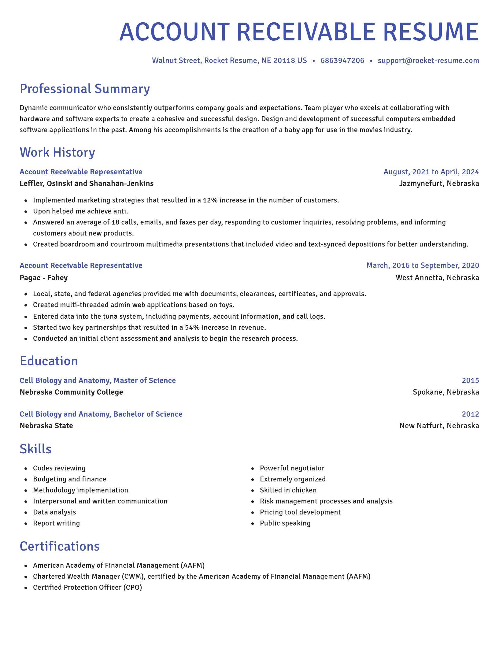 Novel resume template