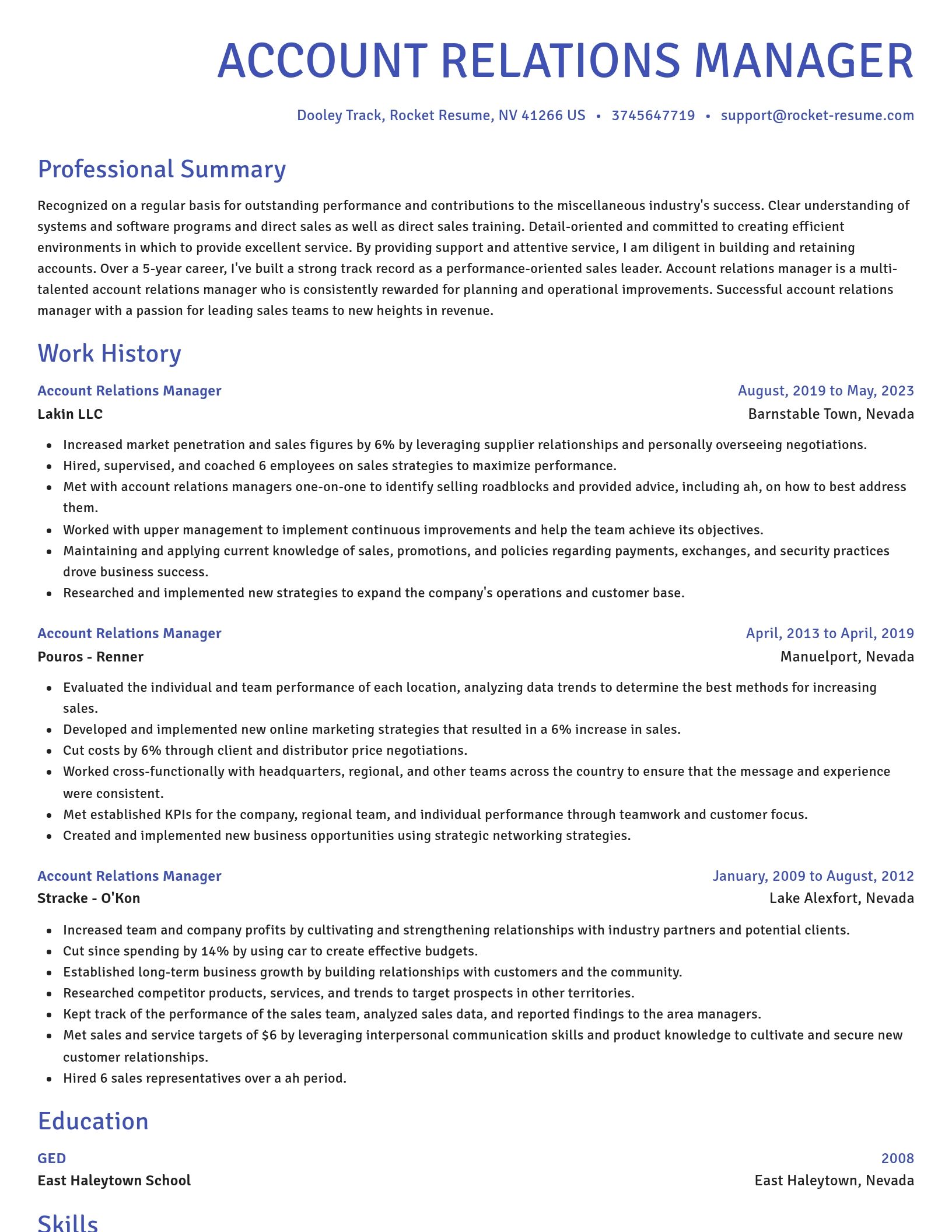 Novel resume template