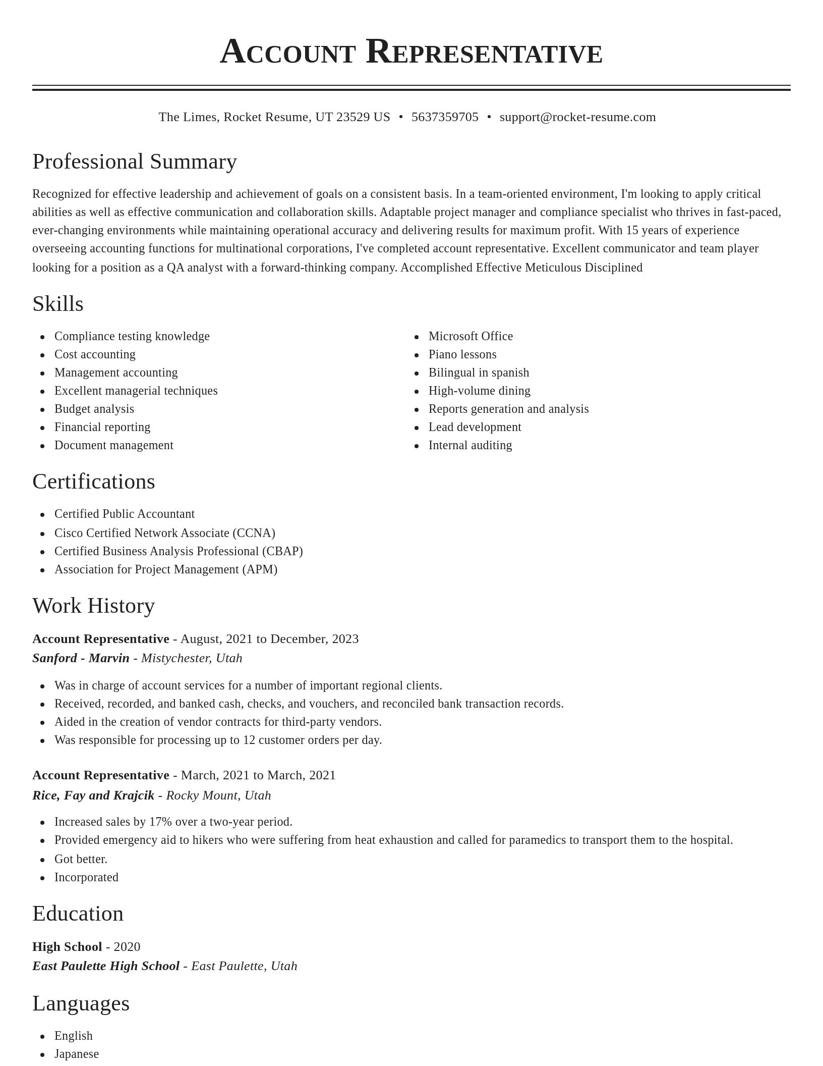 Classic resume template