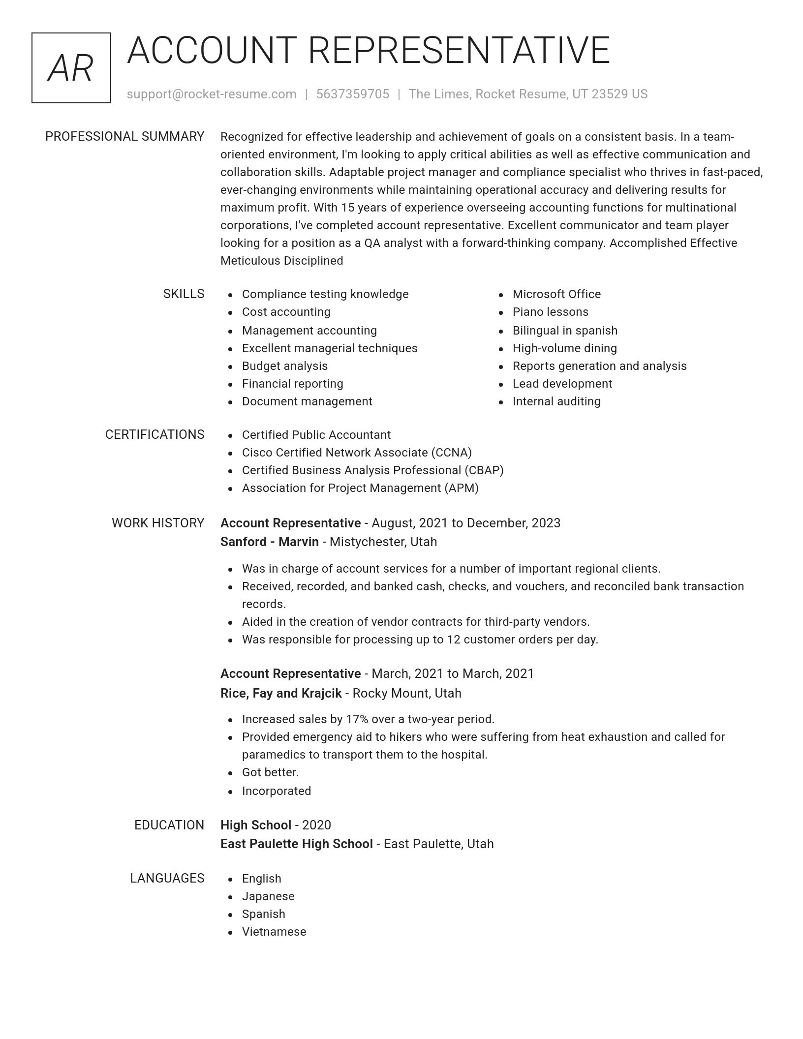 Renowned resume template