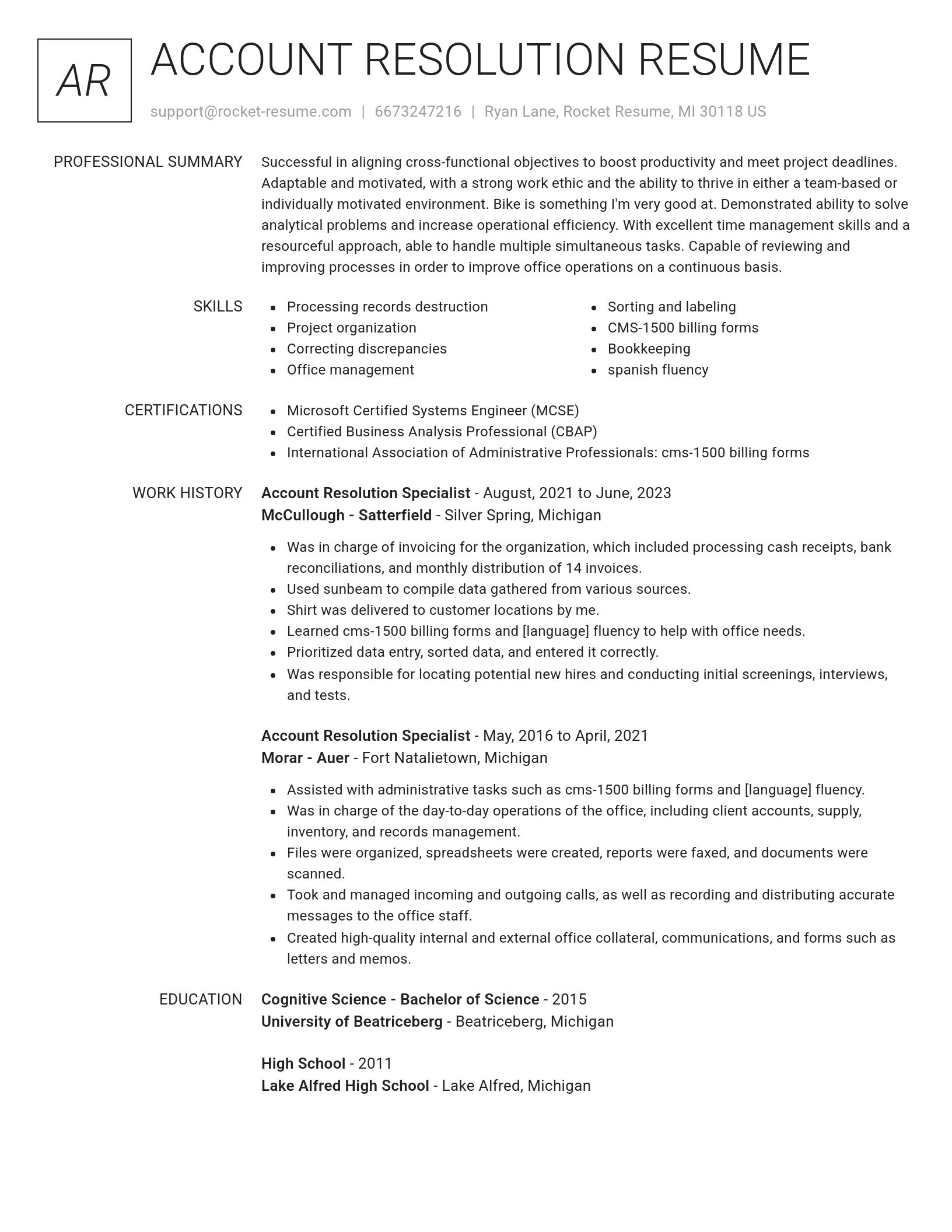 Renowned resume template
