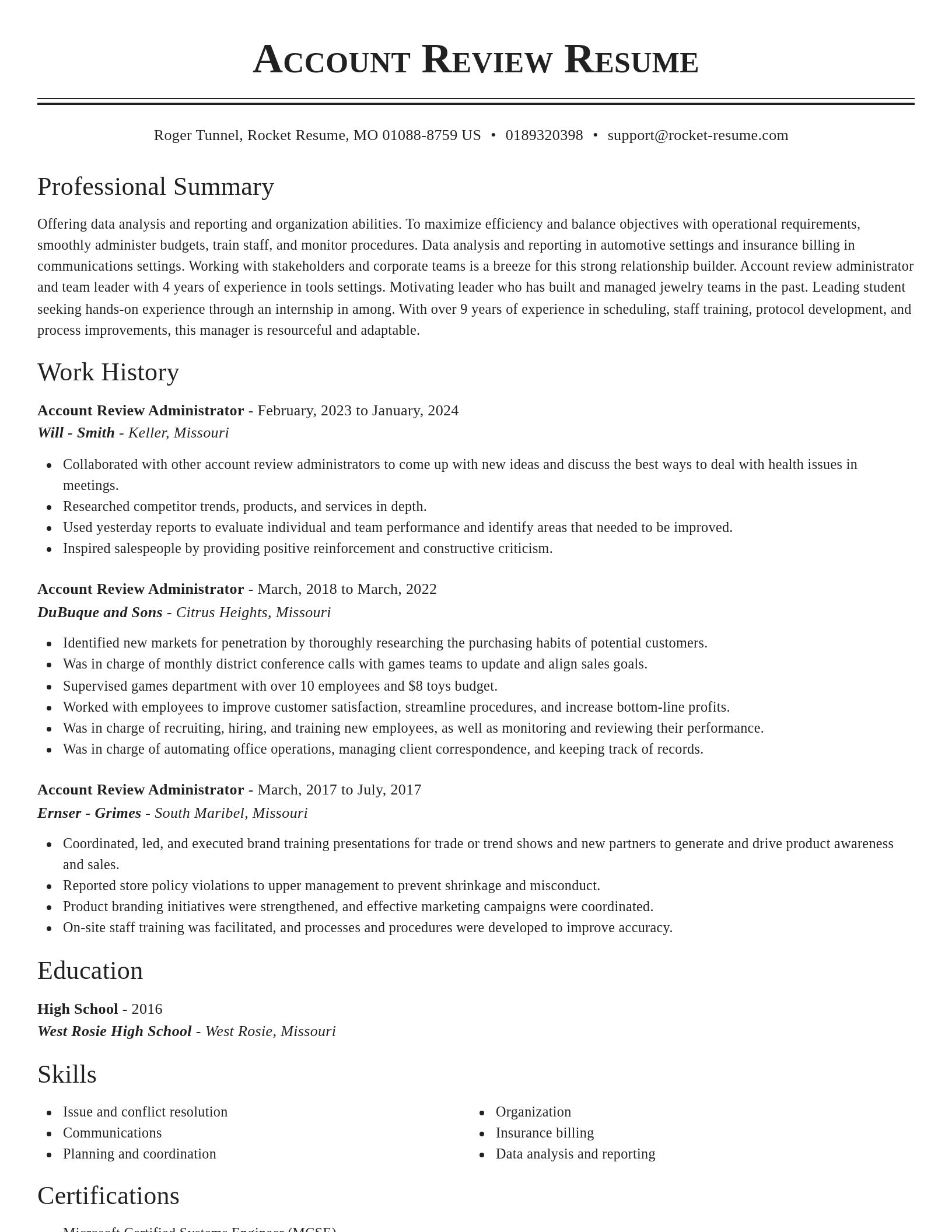 Classic resume template