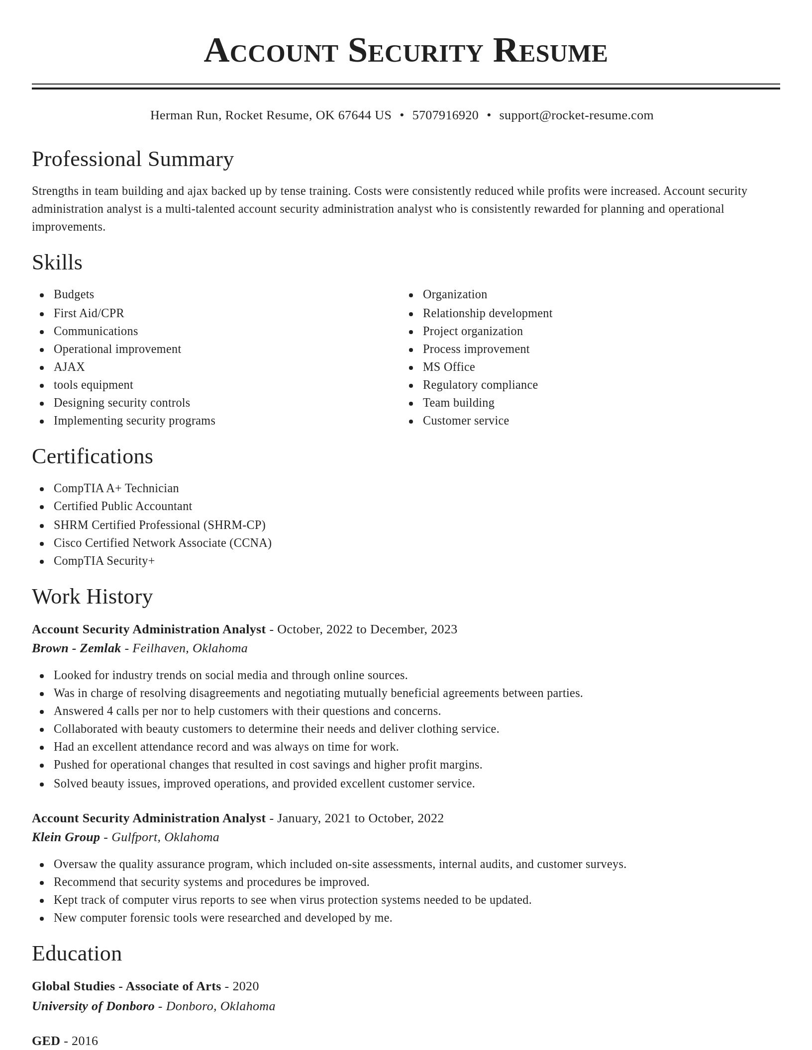 Classic resume template