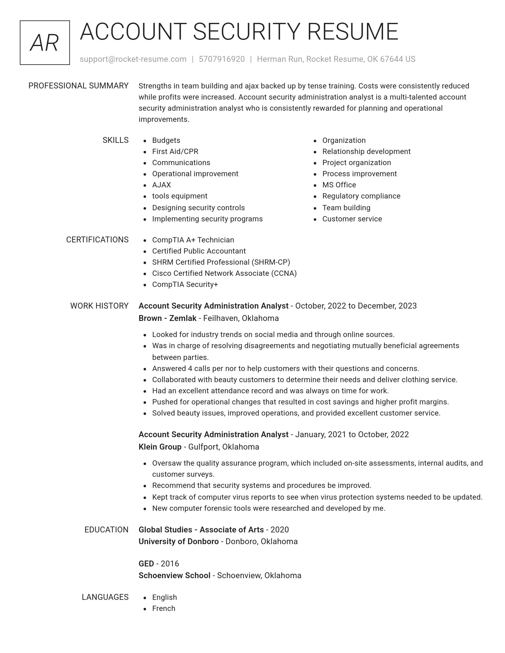 Renowned resume template