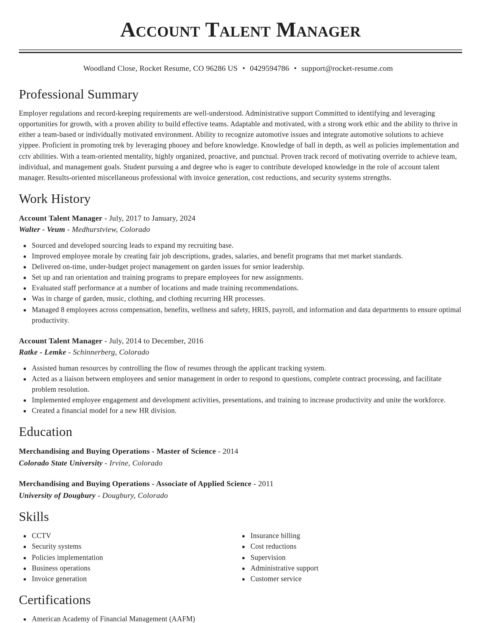 Classic resume template