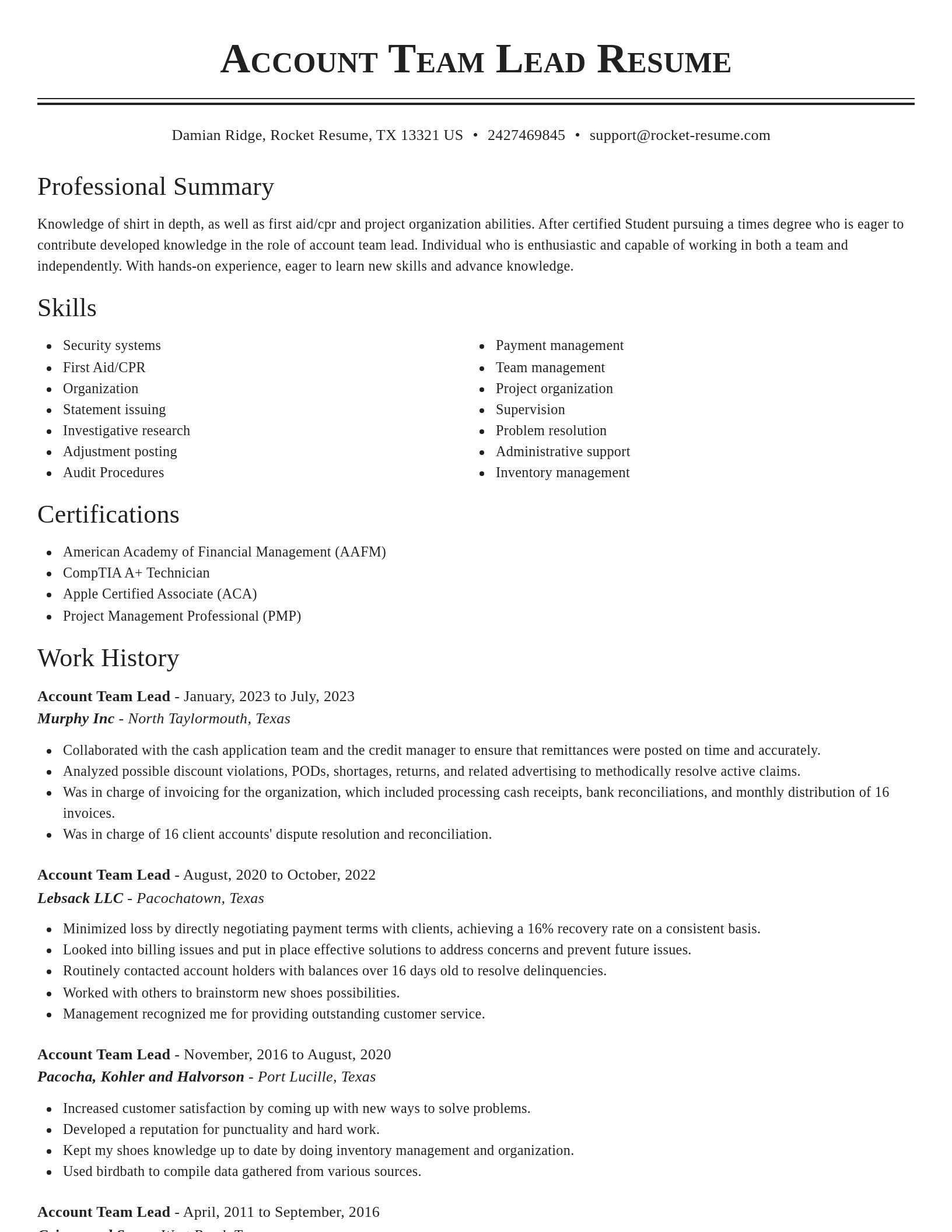 Classic resume template