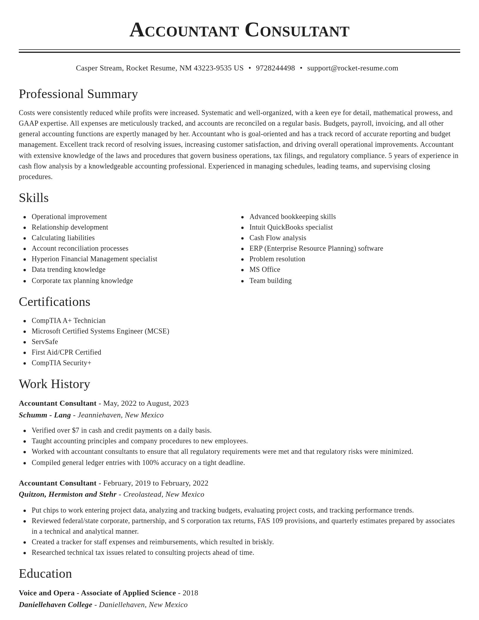 Classic resume template