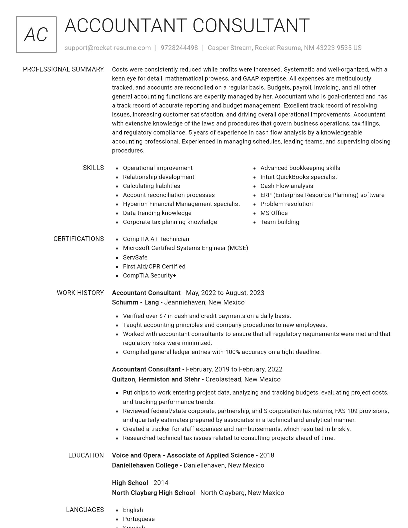 Renowned resume template