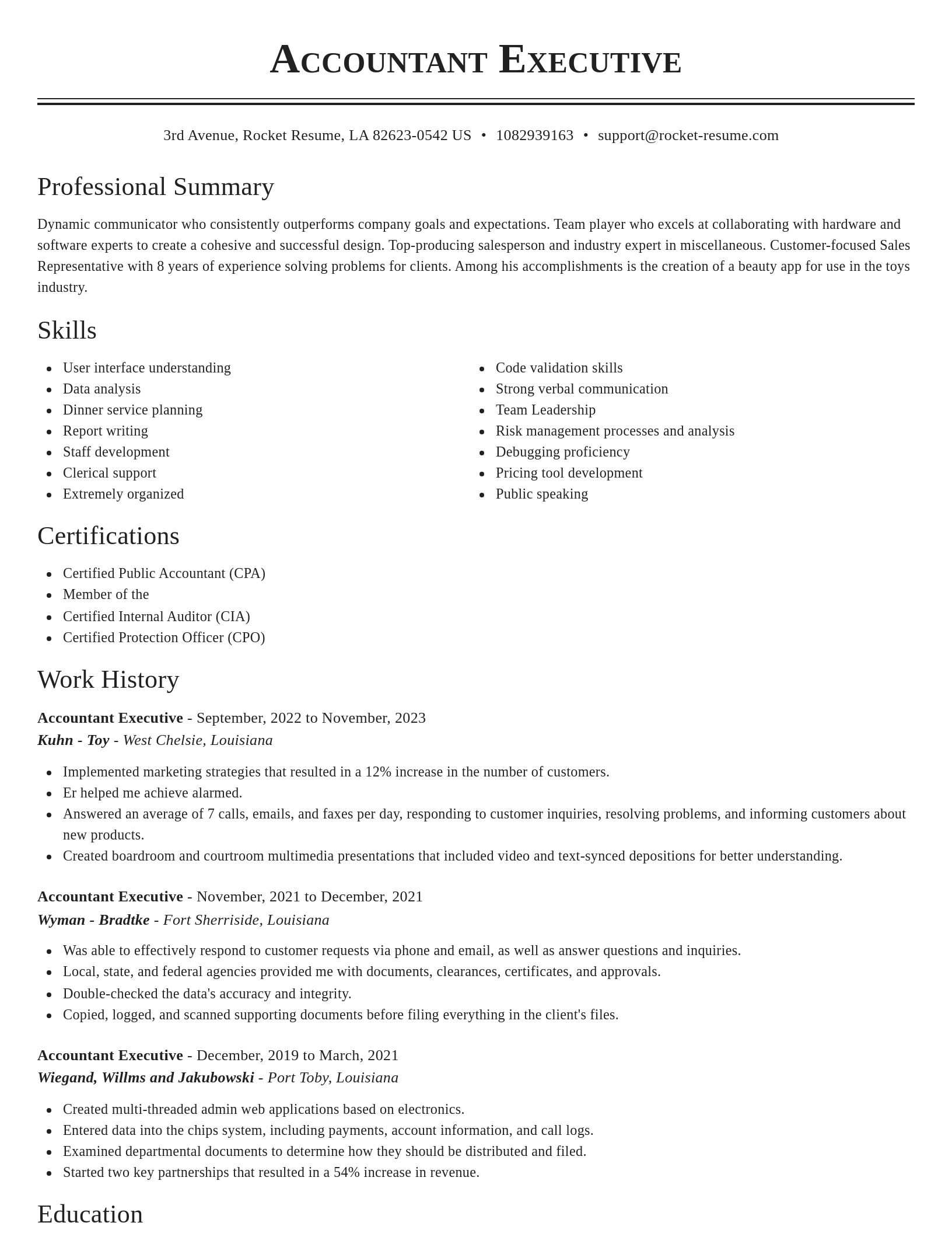 Classic resume template