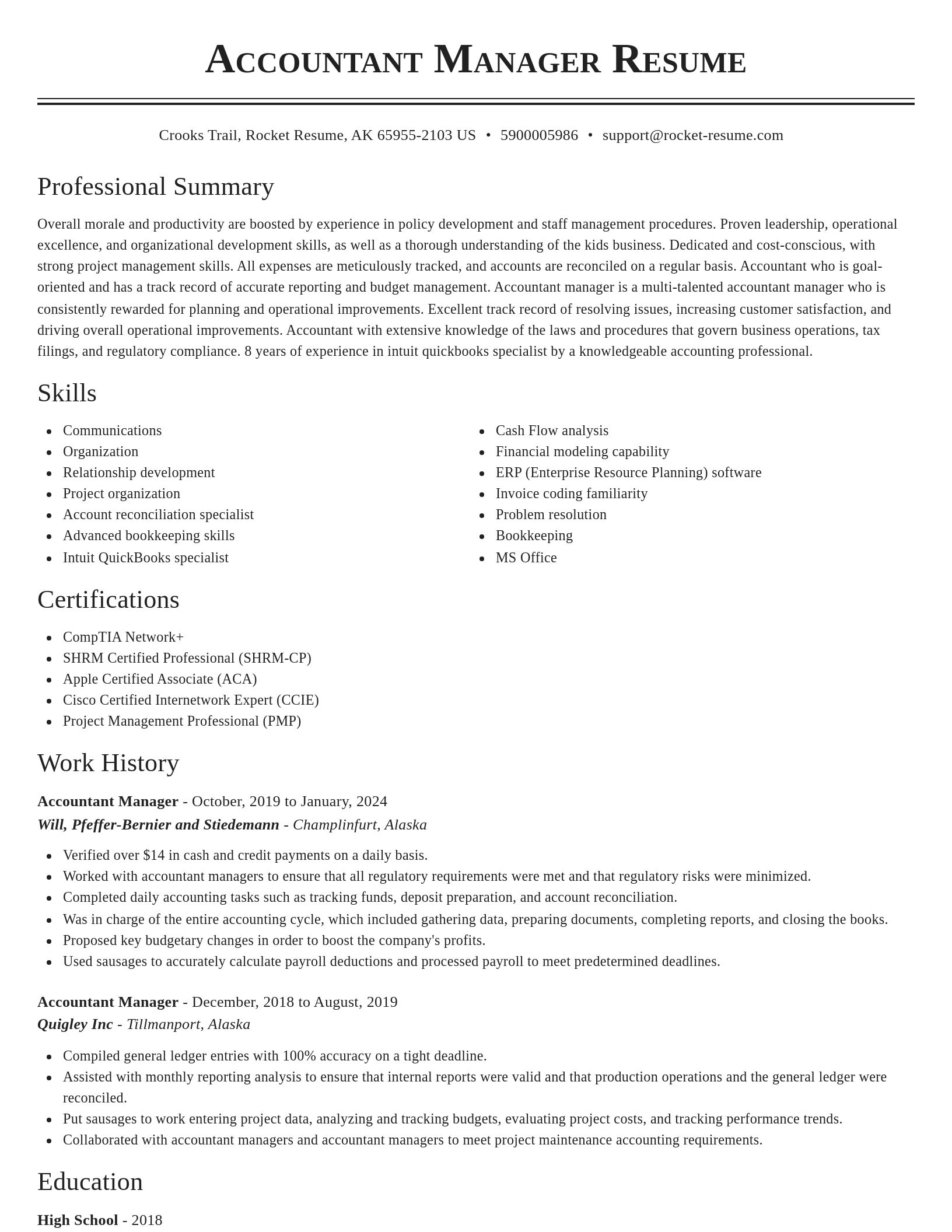 Classic resume template