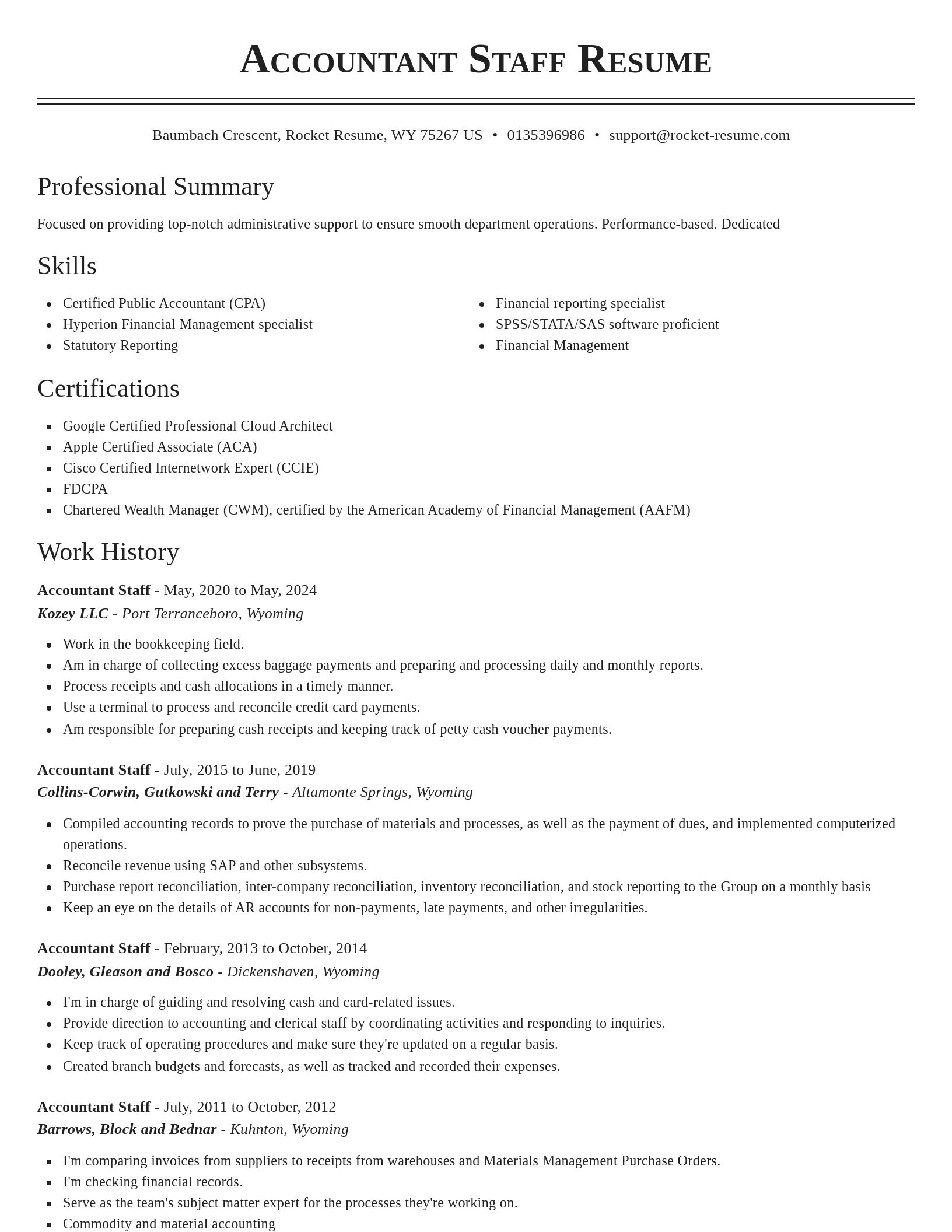 Classic resume template
