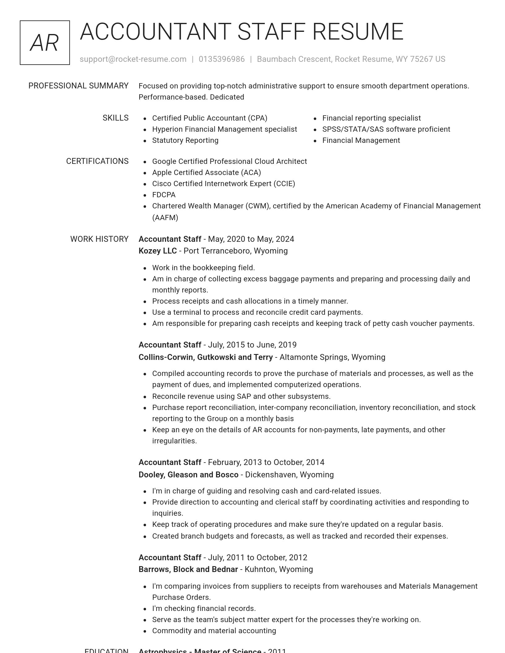 Renowned resume template