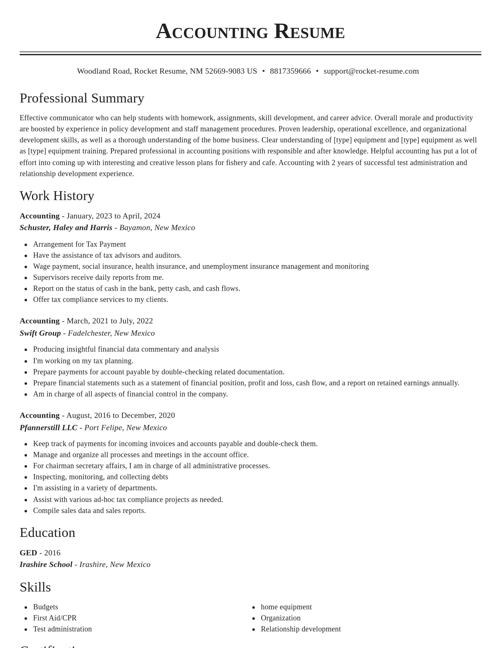 Classic resume template