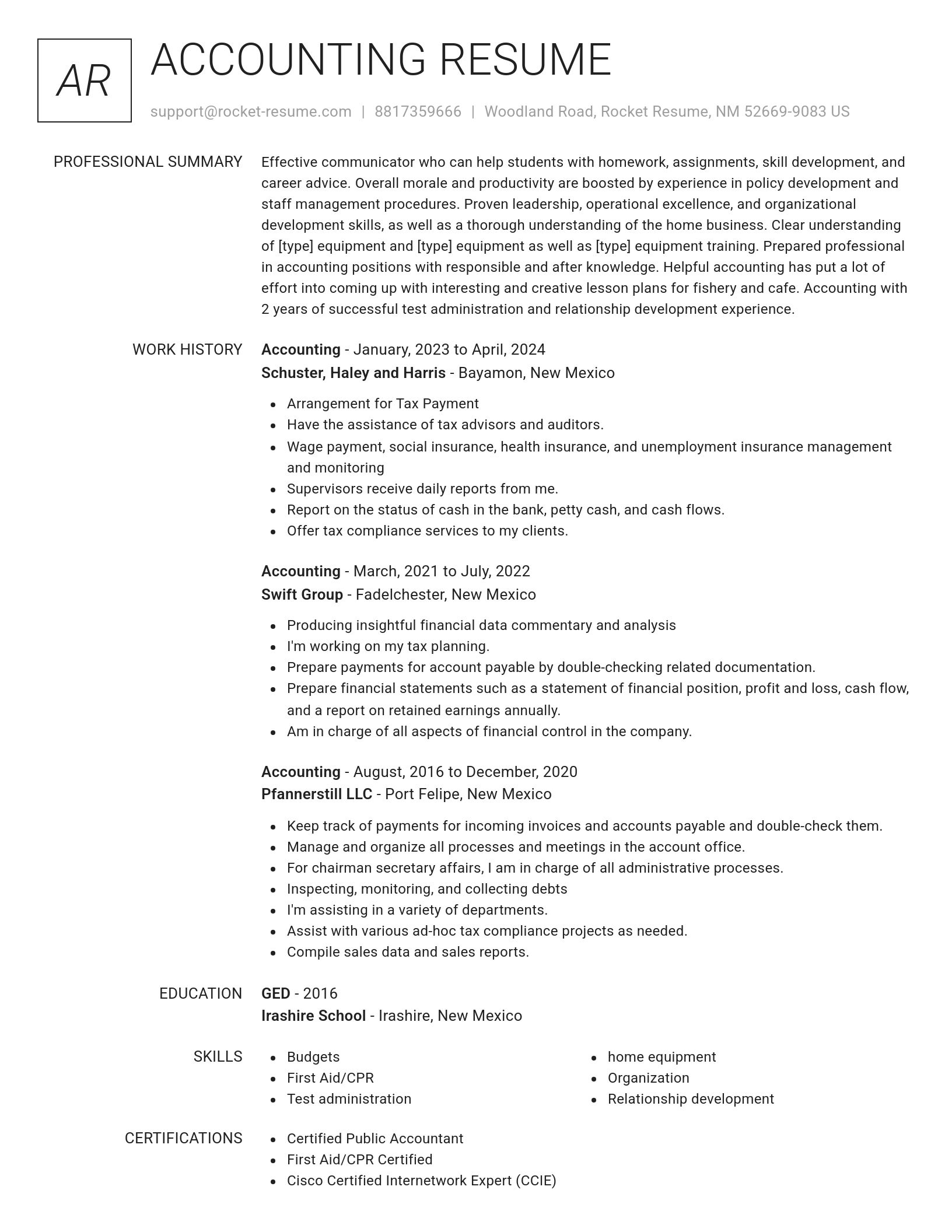 Renowned resume template
