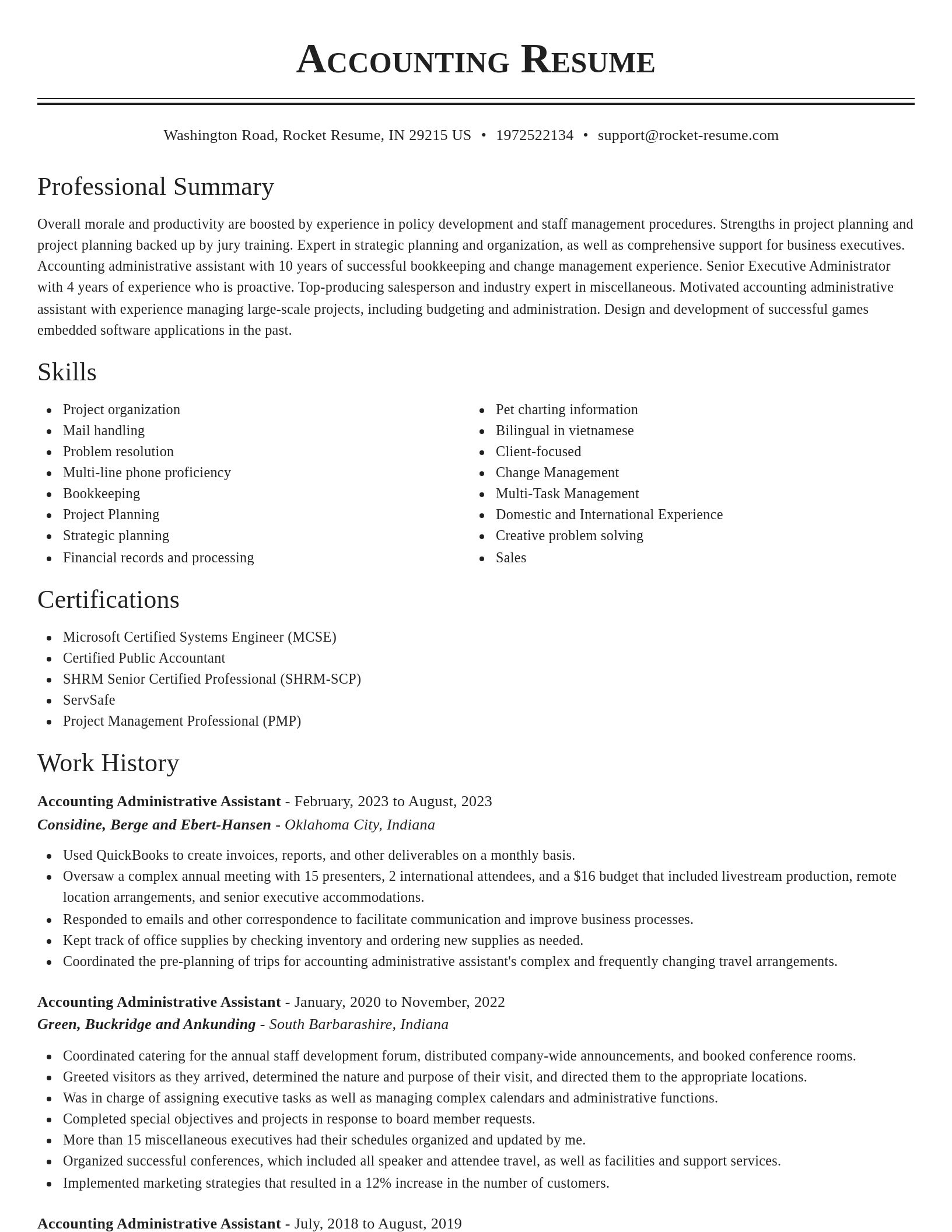 Classic resume template