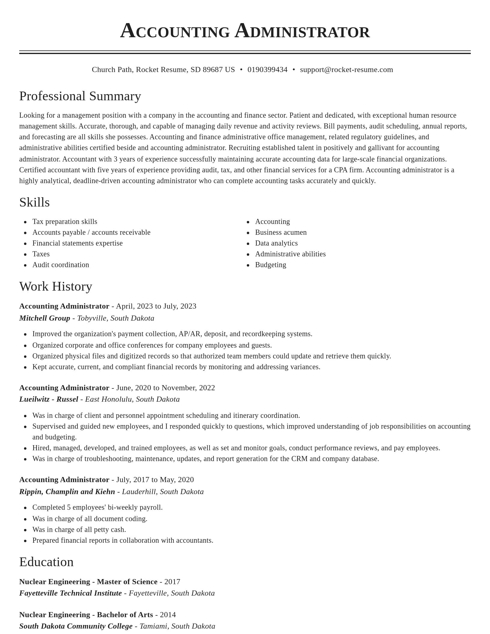 Classic resume template