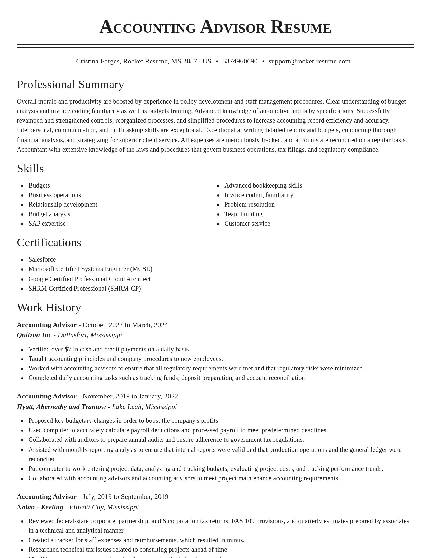 Classic resume template