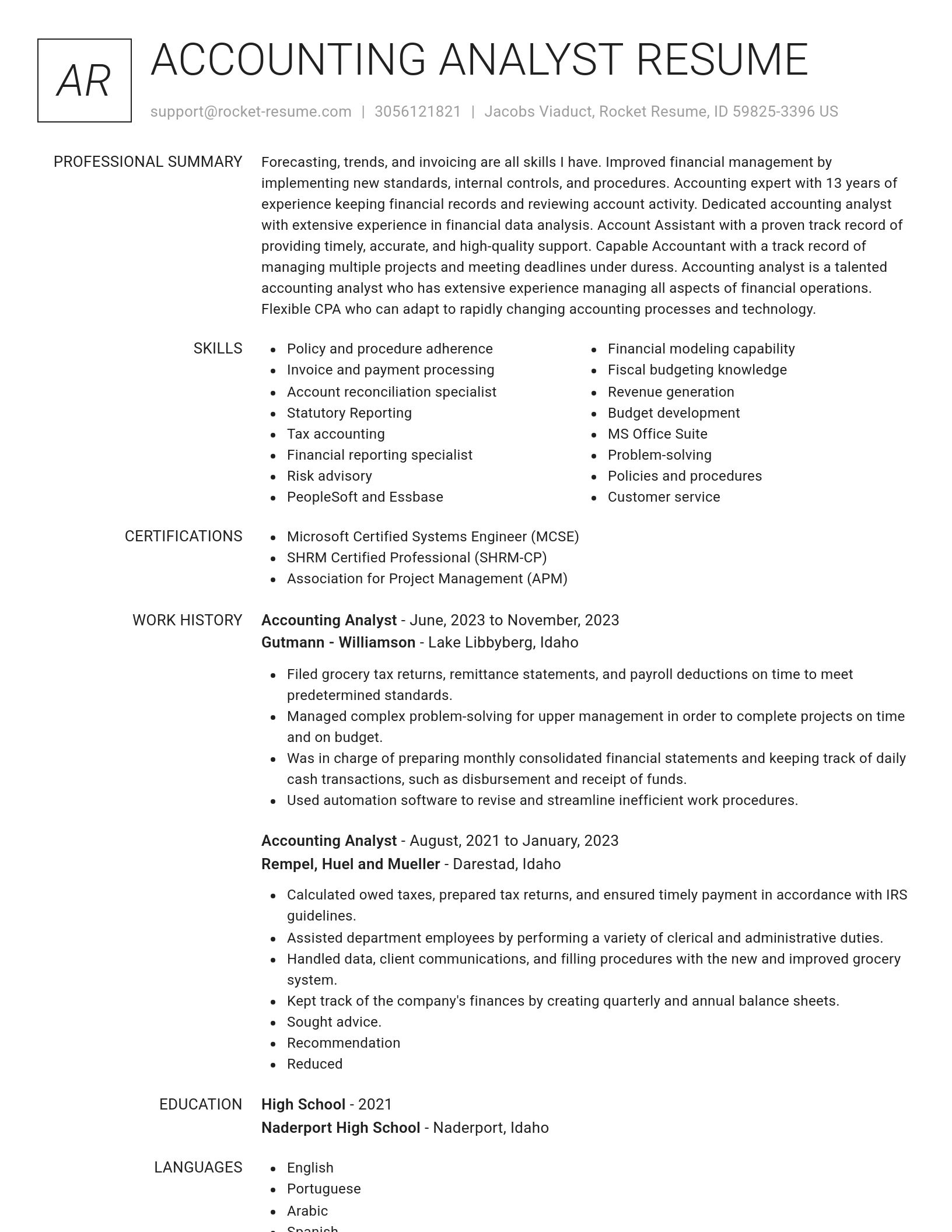Renowned resume template