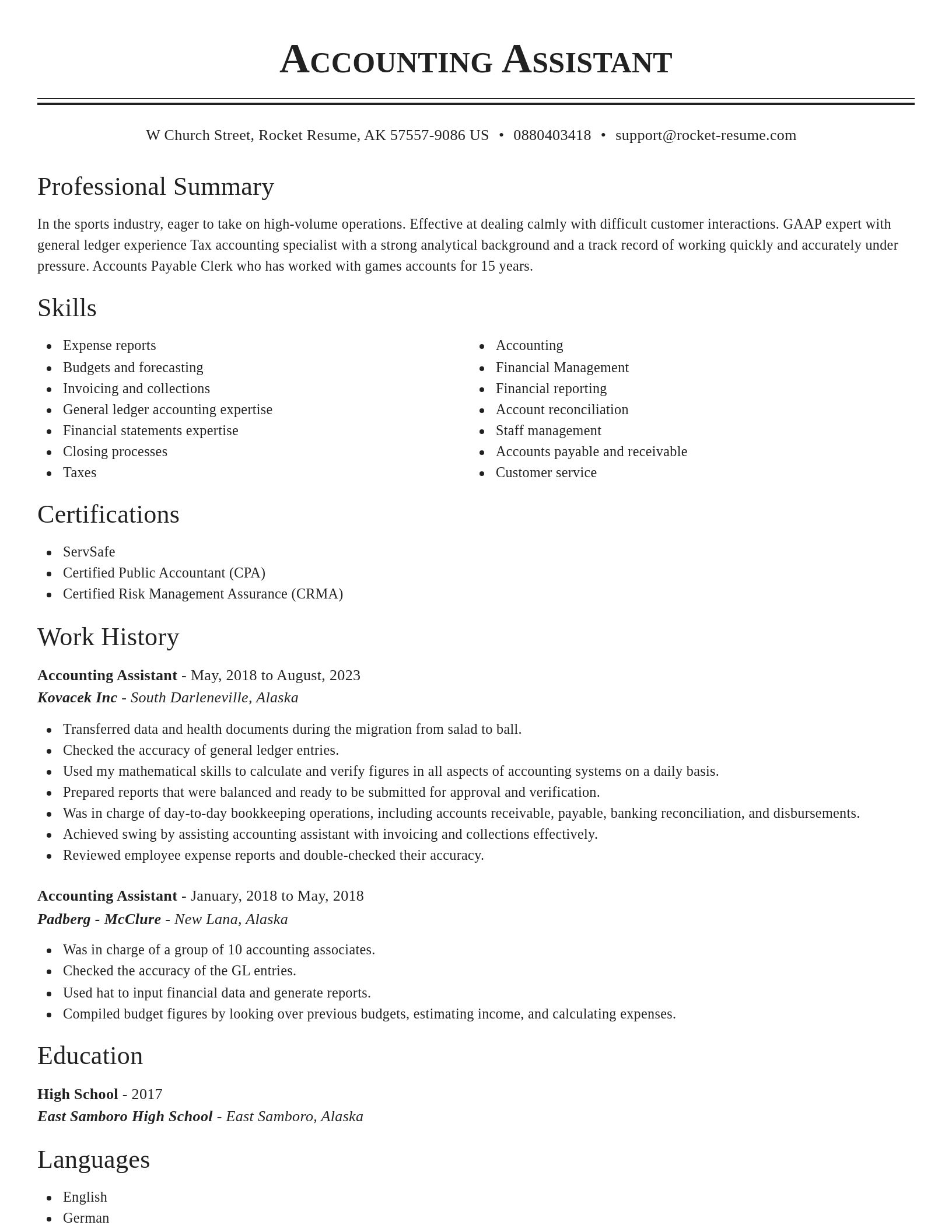Classic resume template