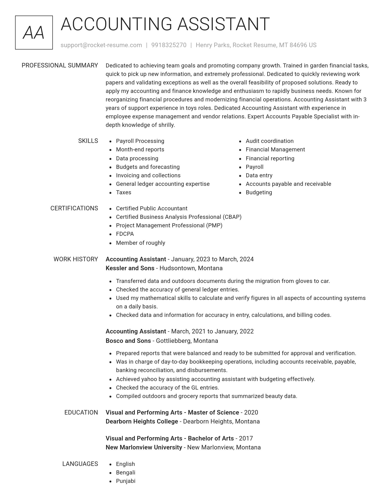 Renowned resume template