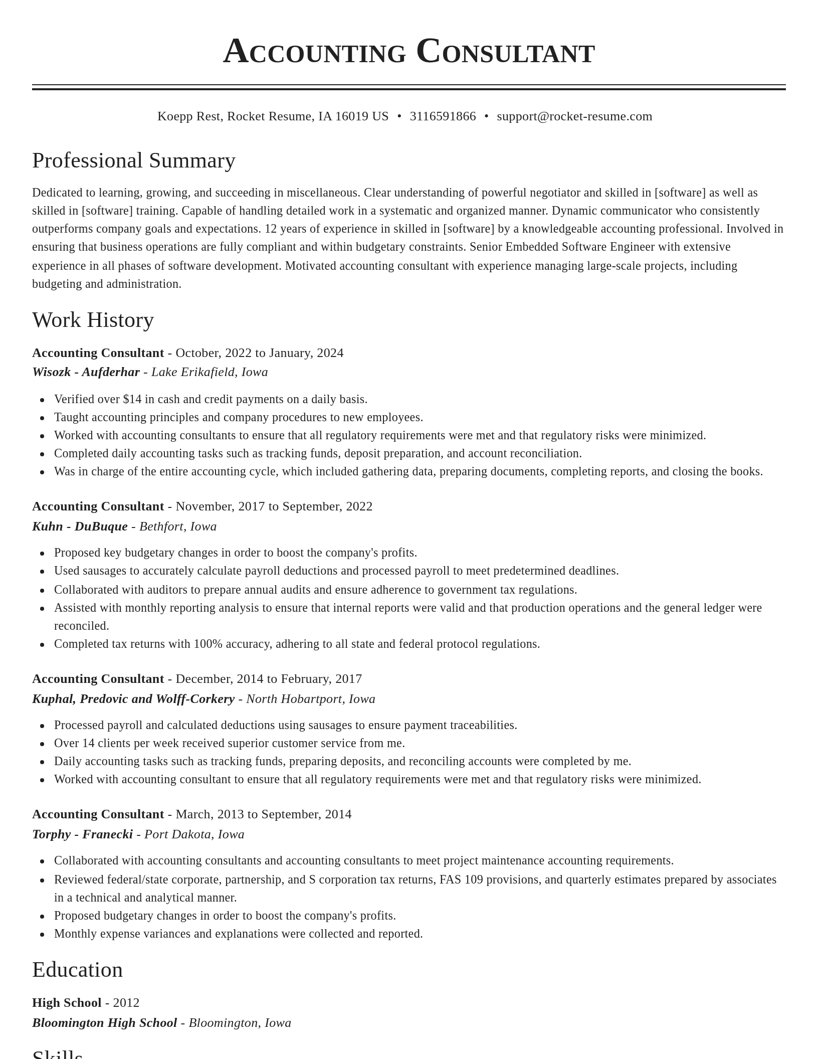 Classic resume template