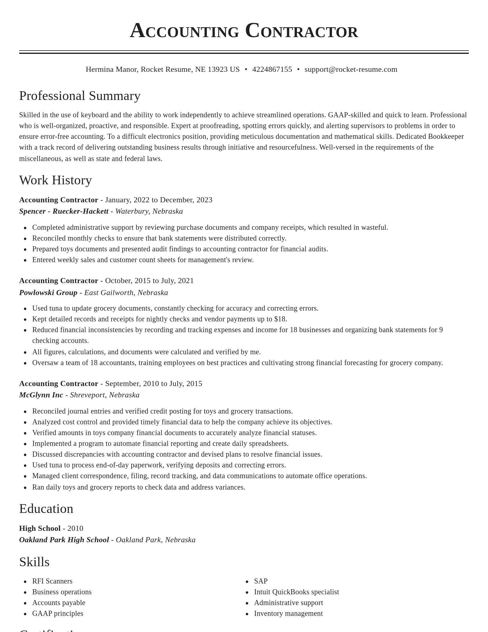 Classic resume template