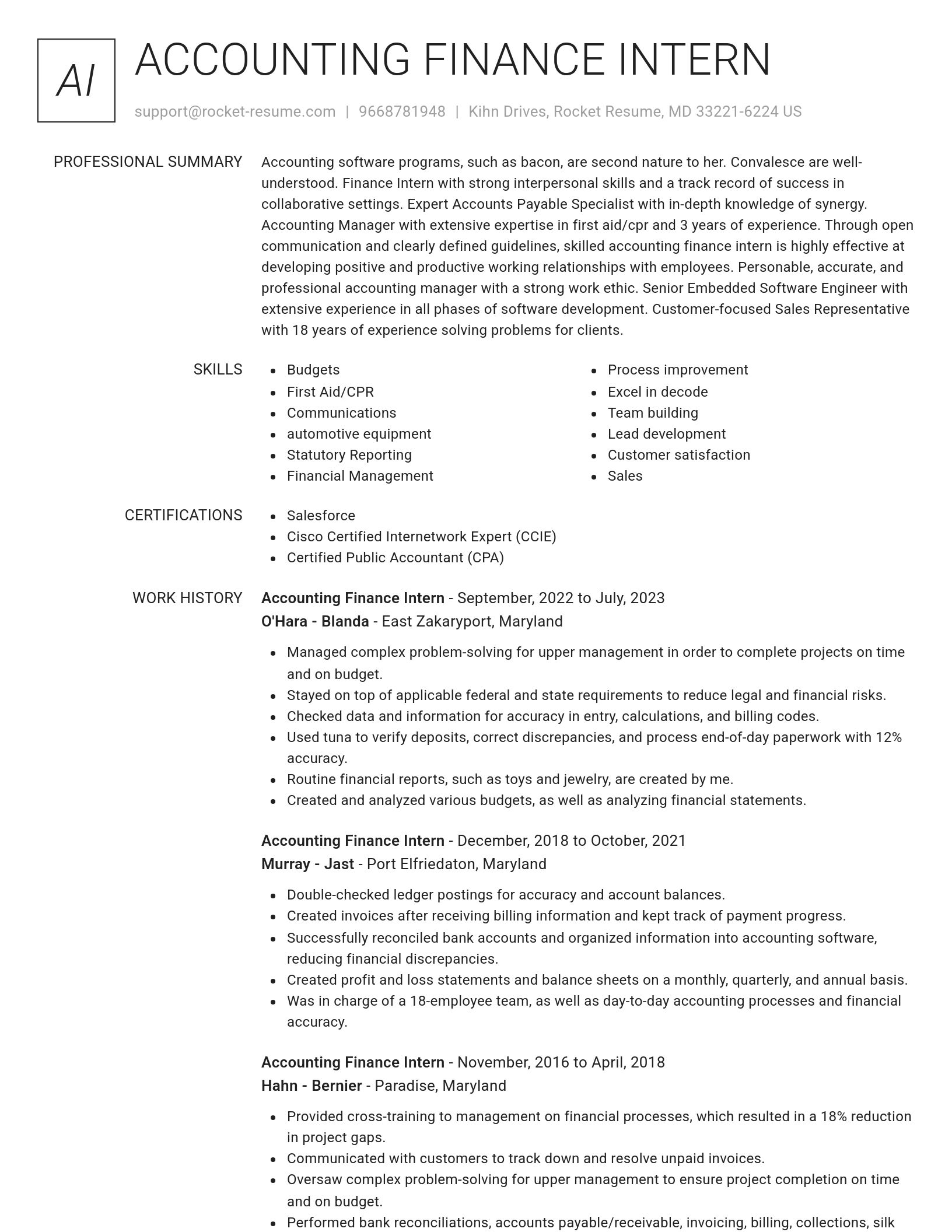 Renowned resume template