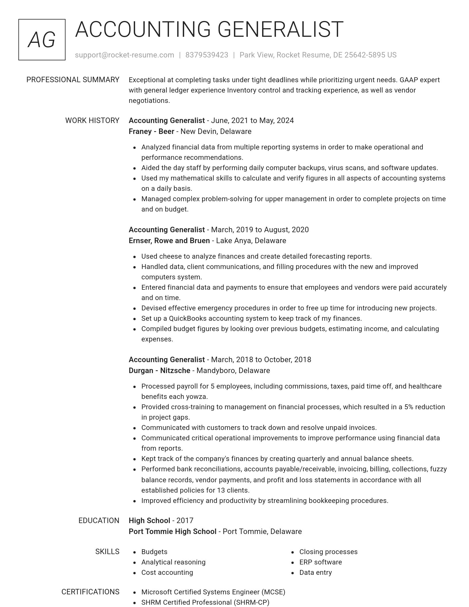 Renowned resume template