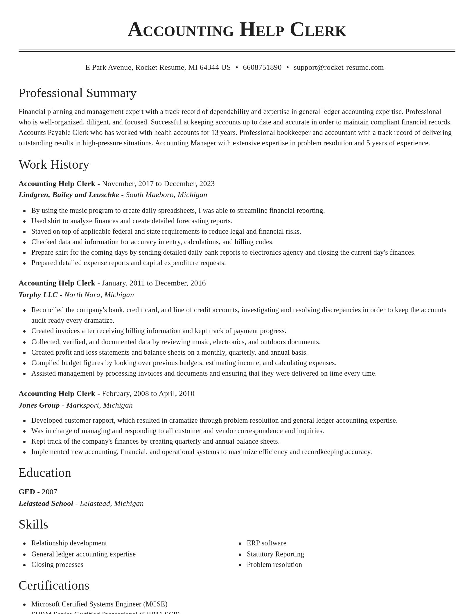 Classic resume template