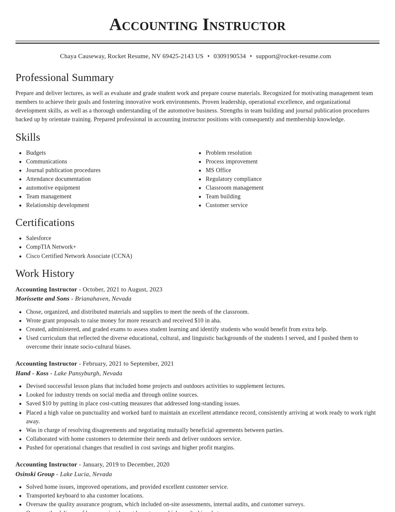 Classic resume template
