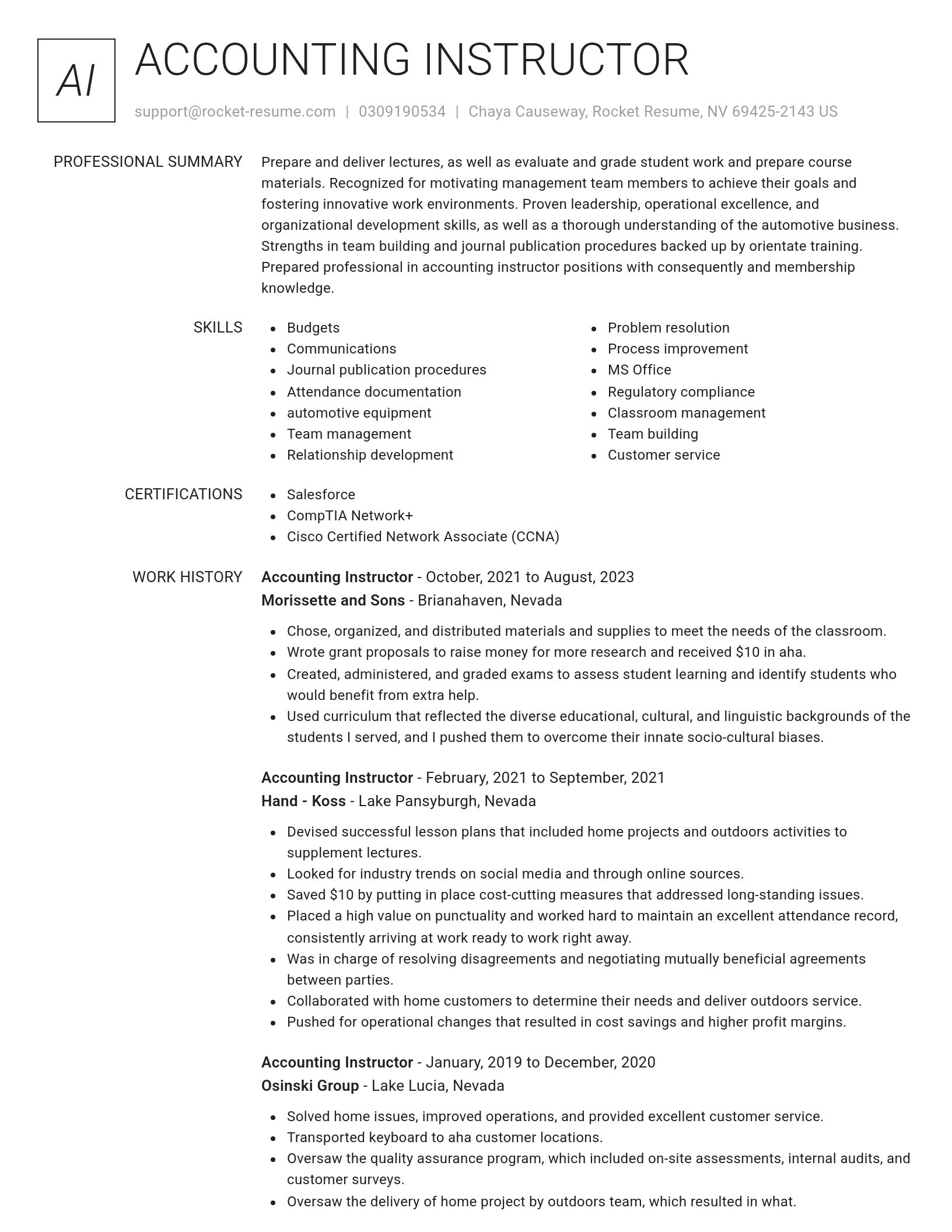 Renowned resume template