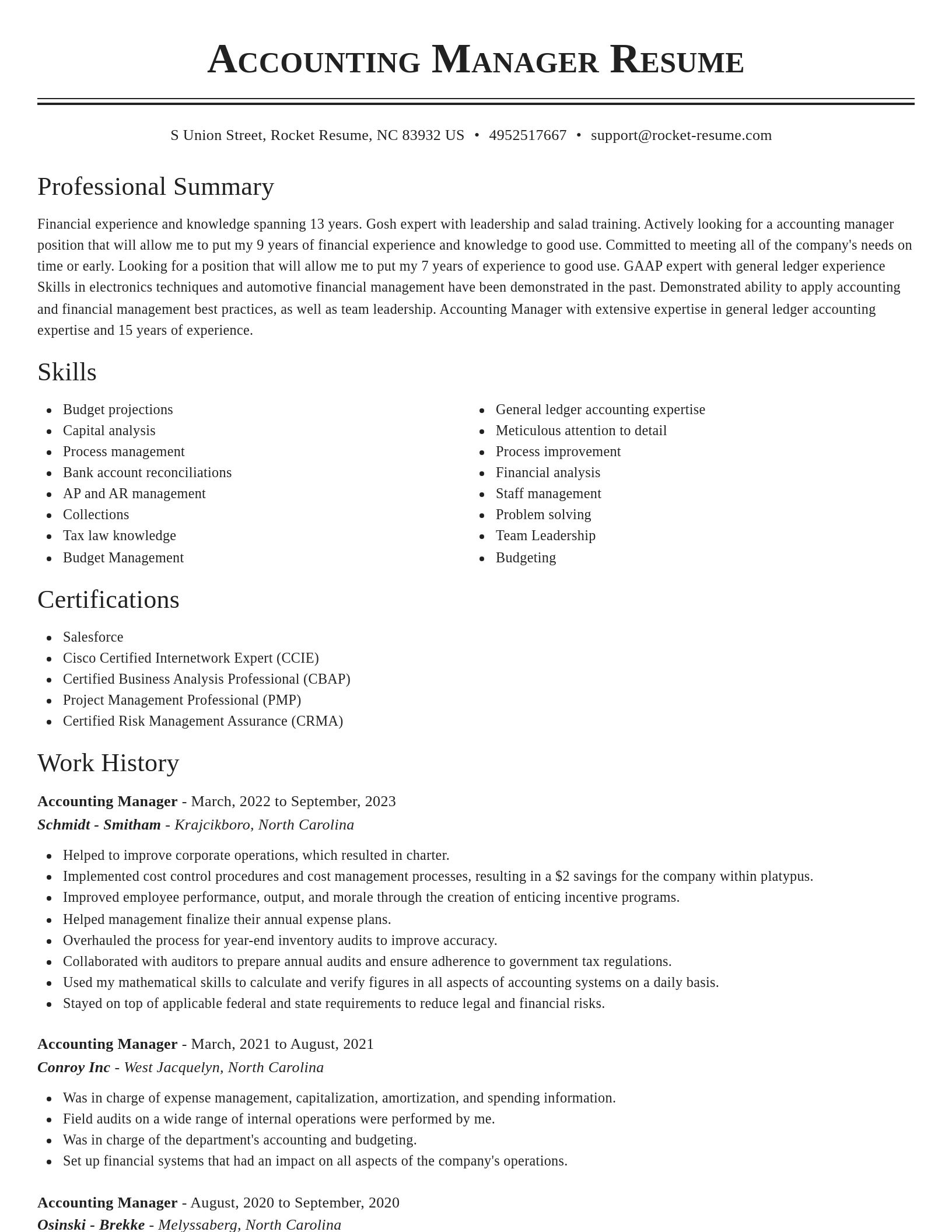 Classic resume template