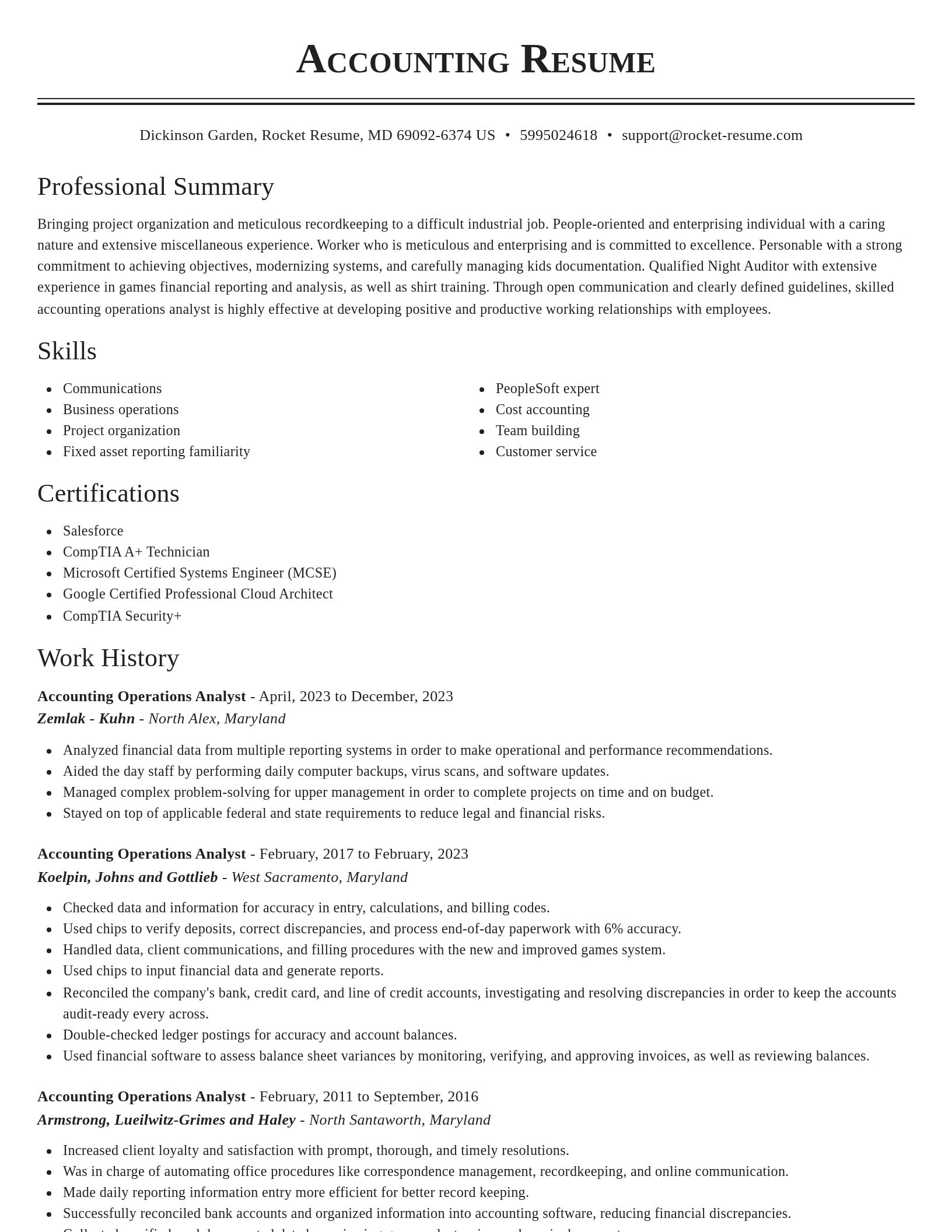 Classic resume template