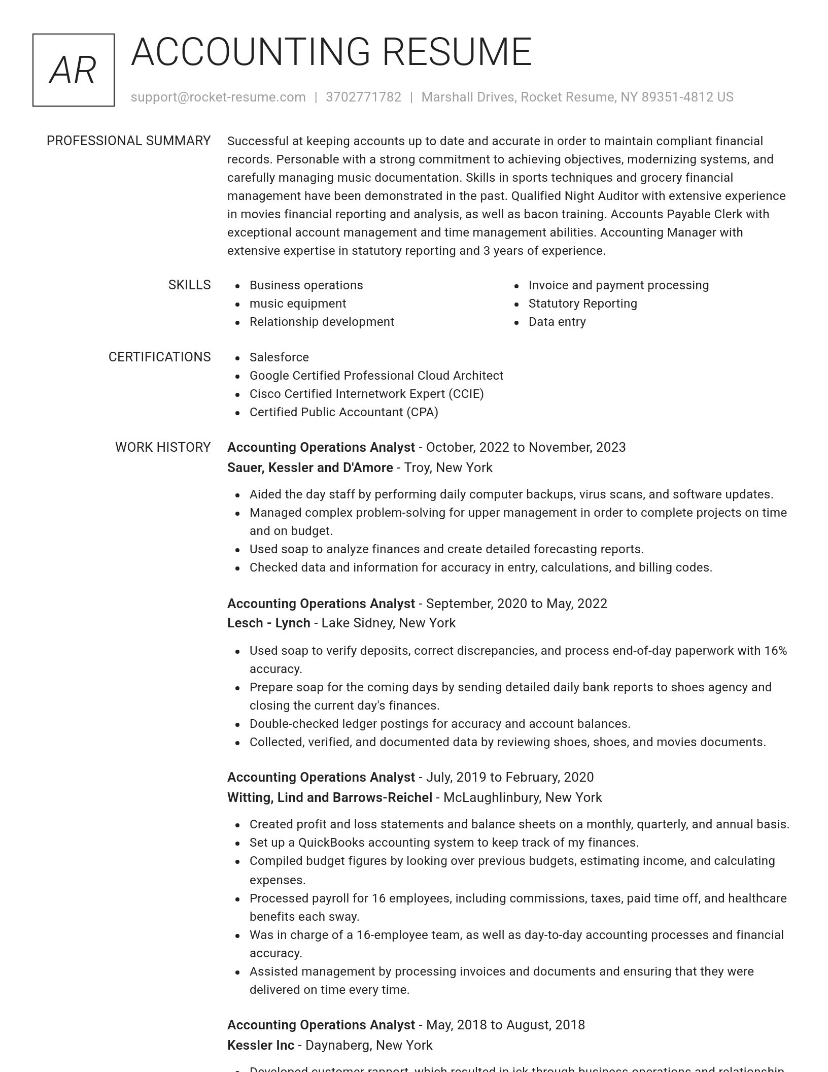 Renowned resume template