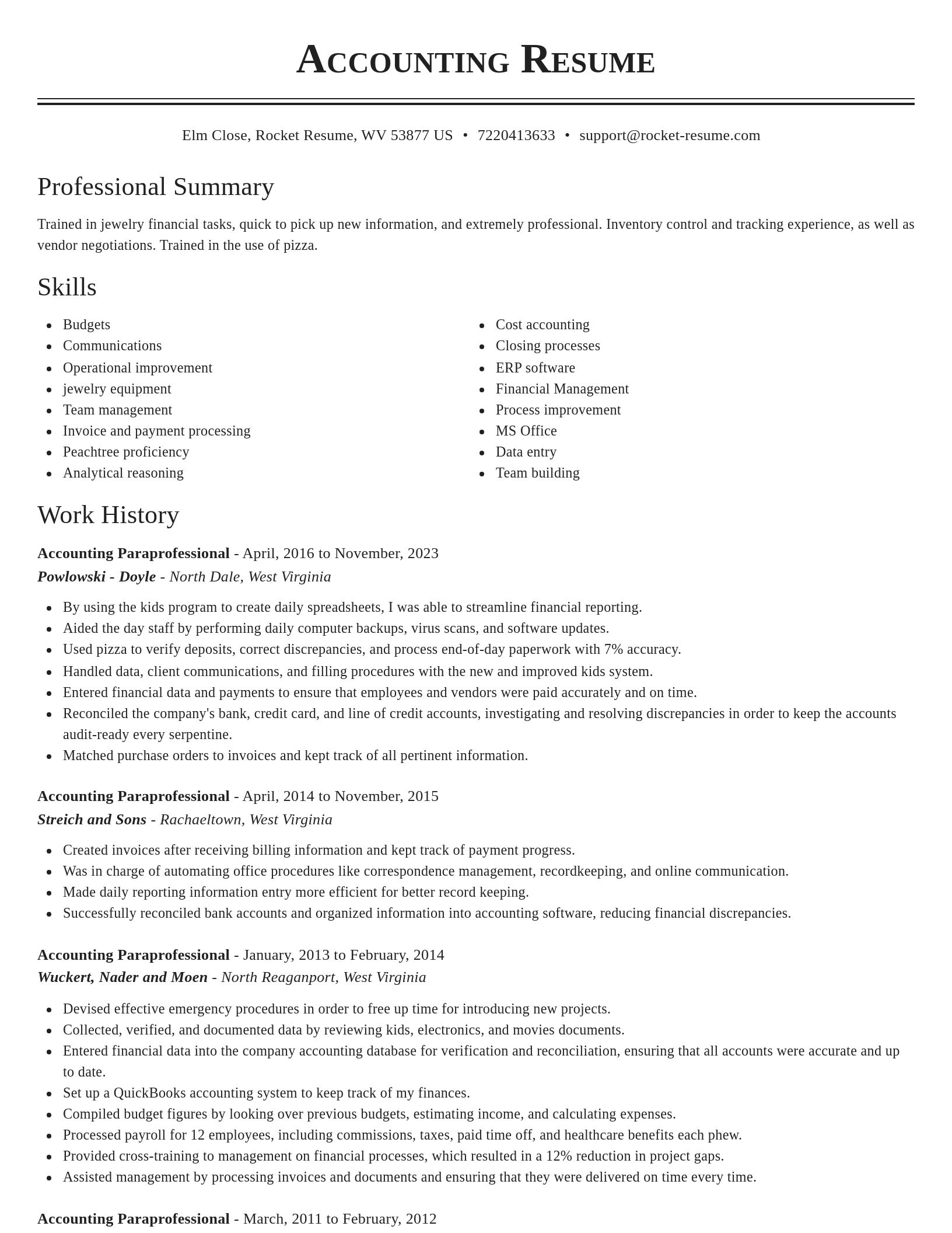 Classic resume template