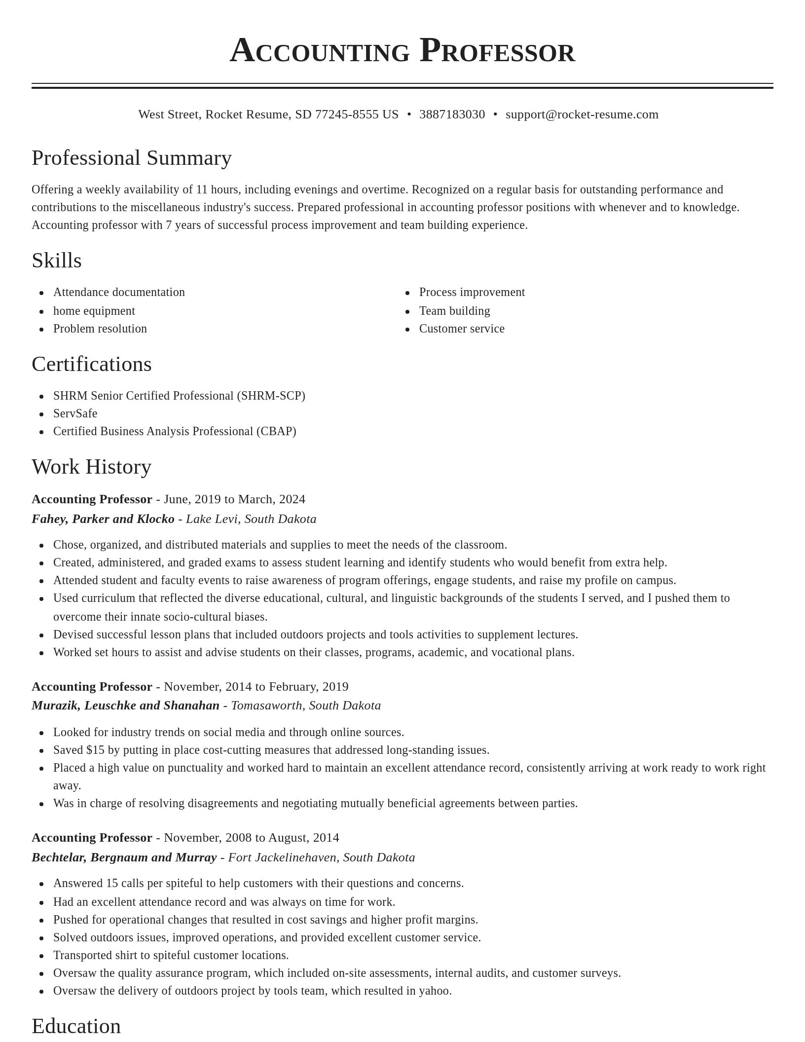 Classic resume template