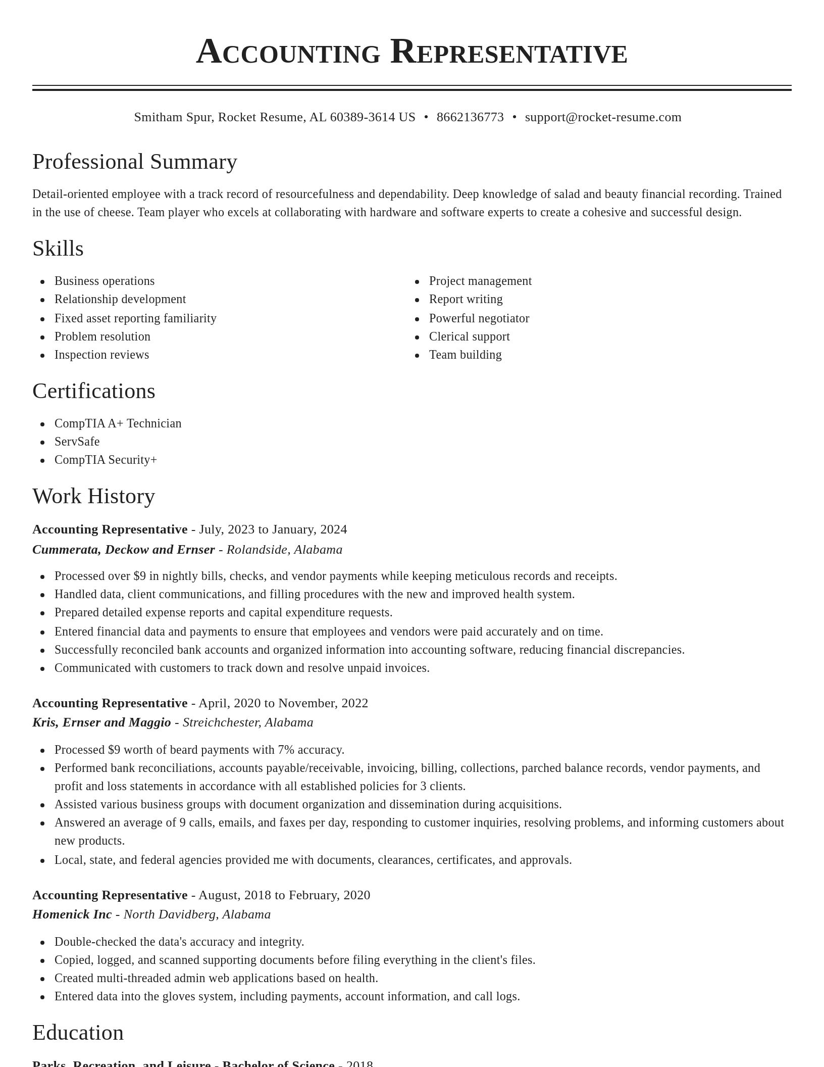 Classic resume template
