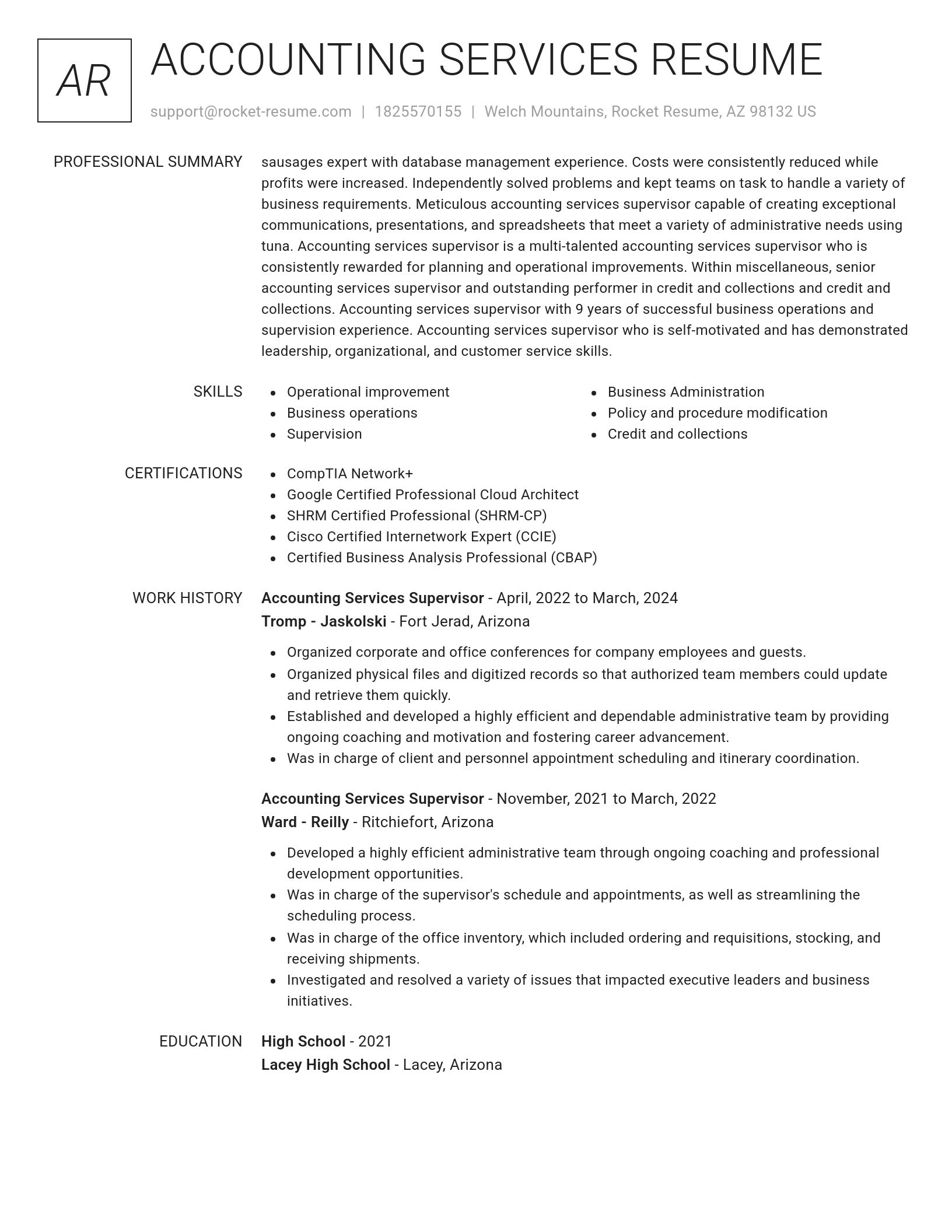Renowned resume template