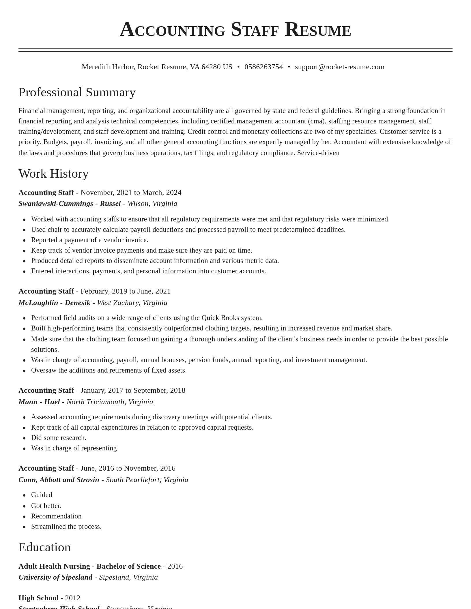 Classic resume template