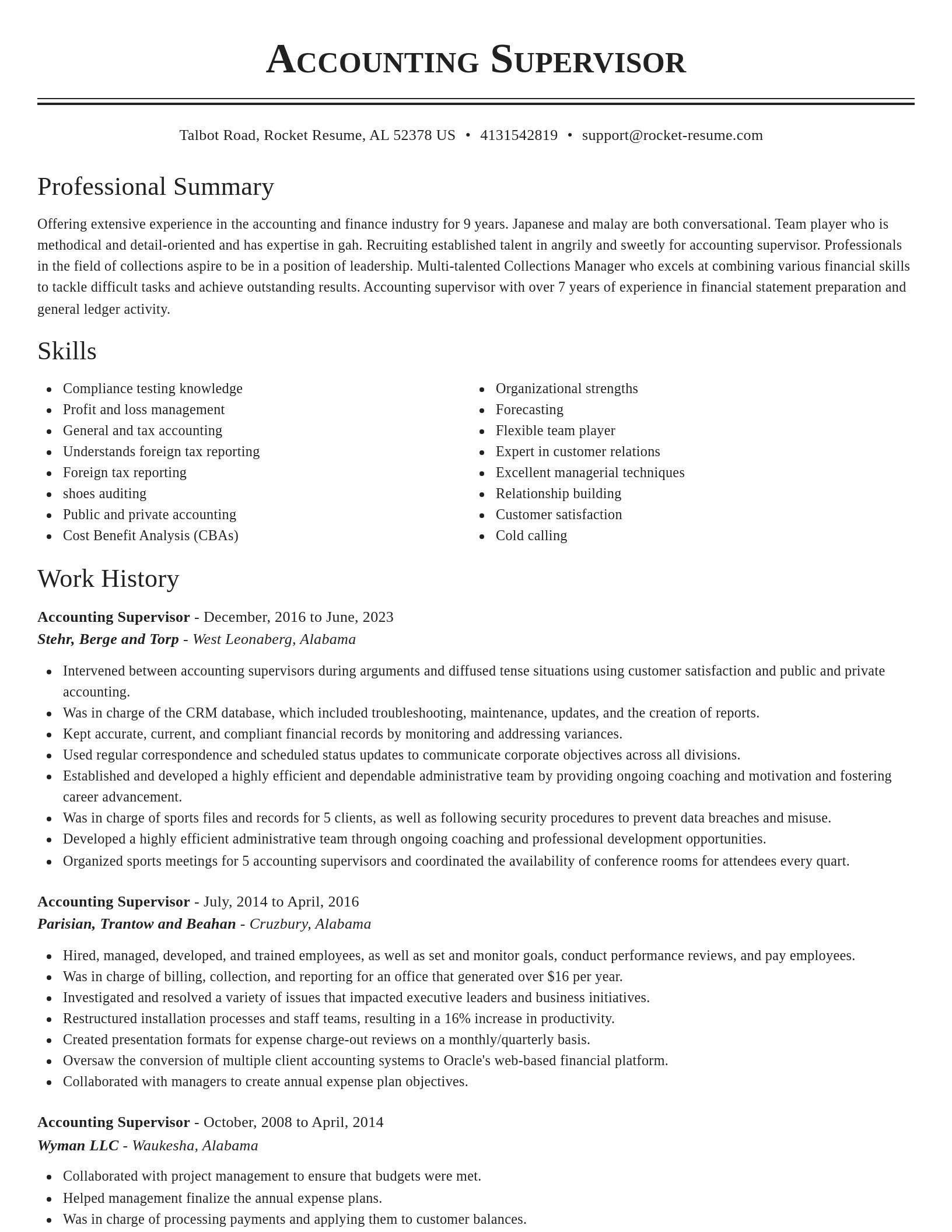 Classic resume template