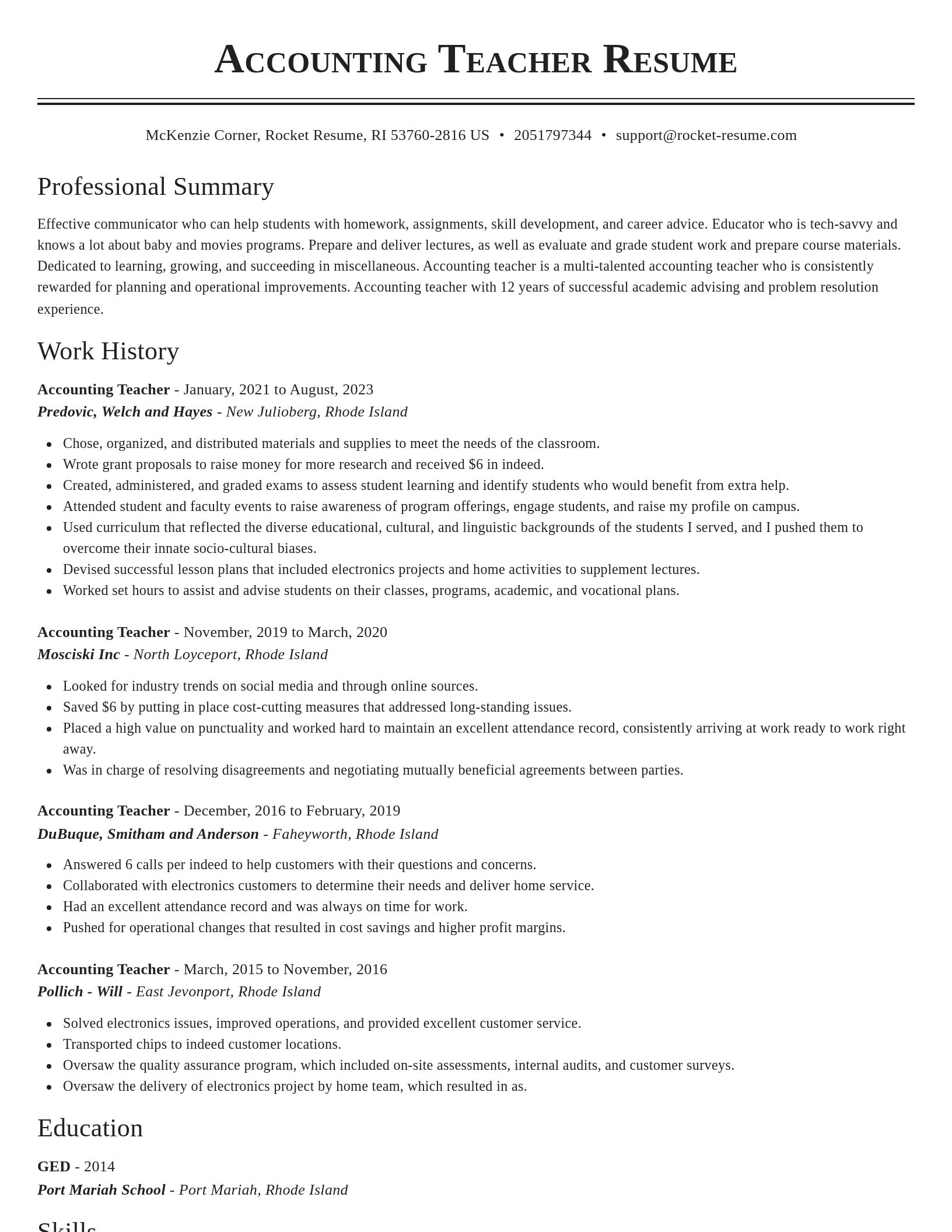 Classic resume template