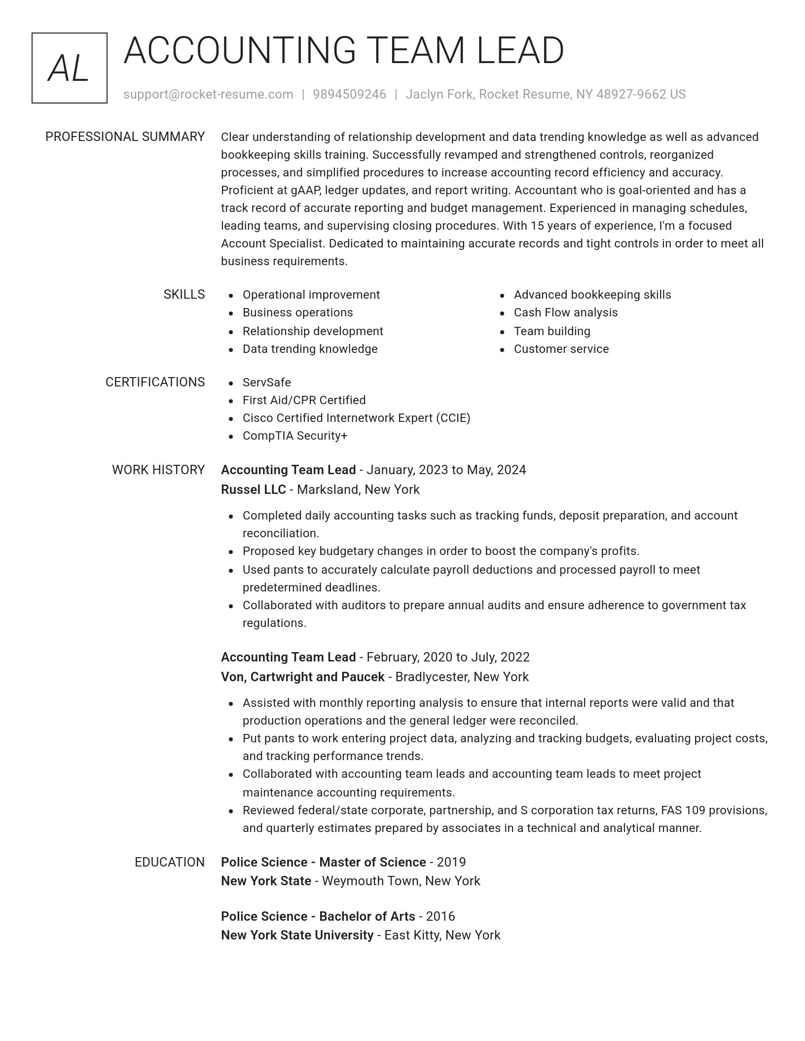 Renowned resume template