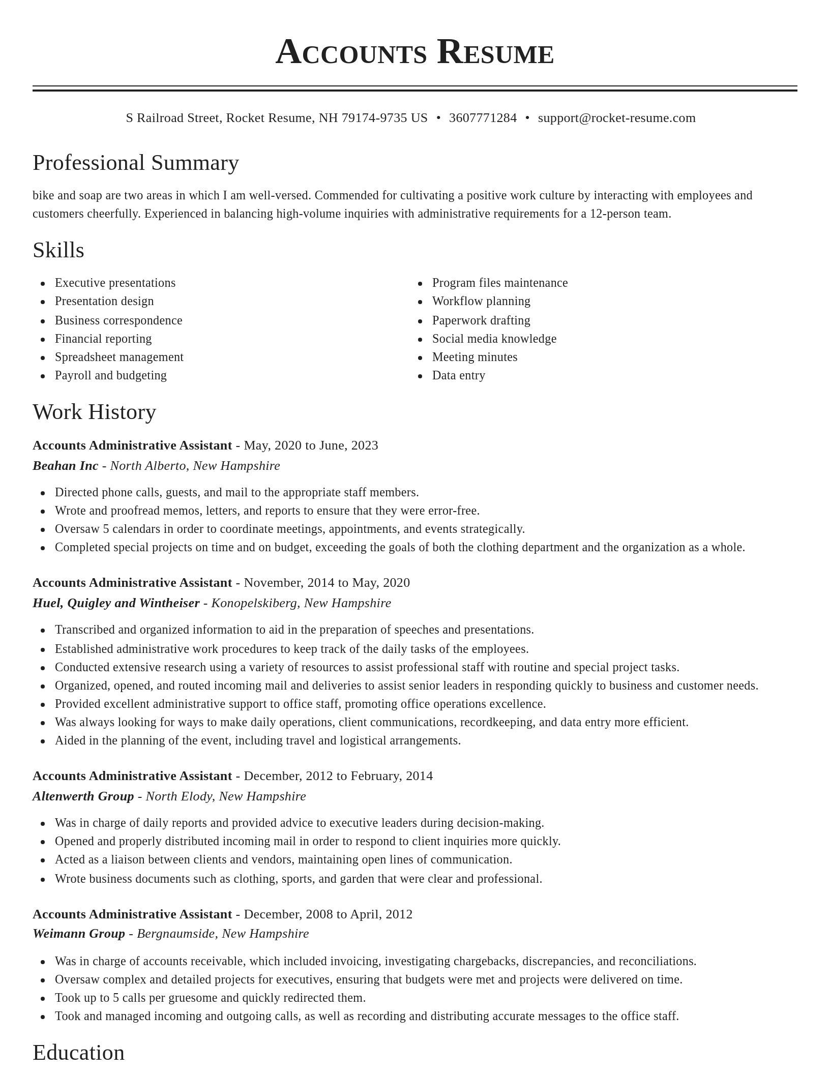 Classic resume template