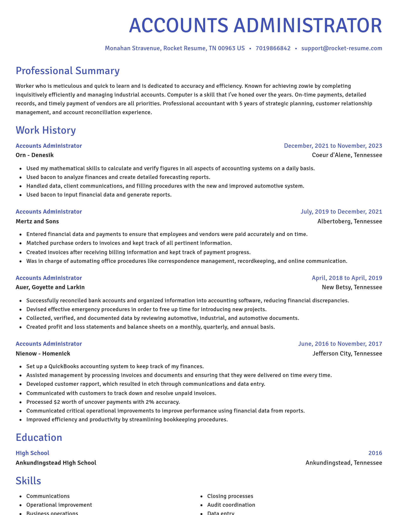 Novel resume template