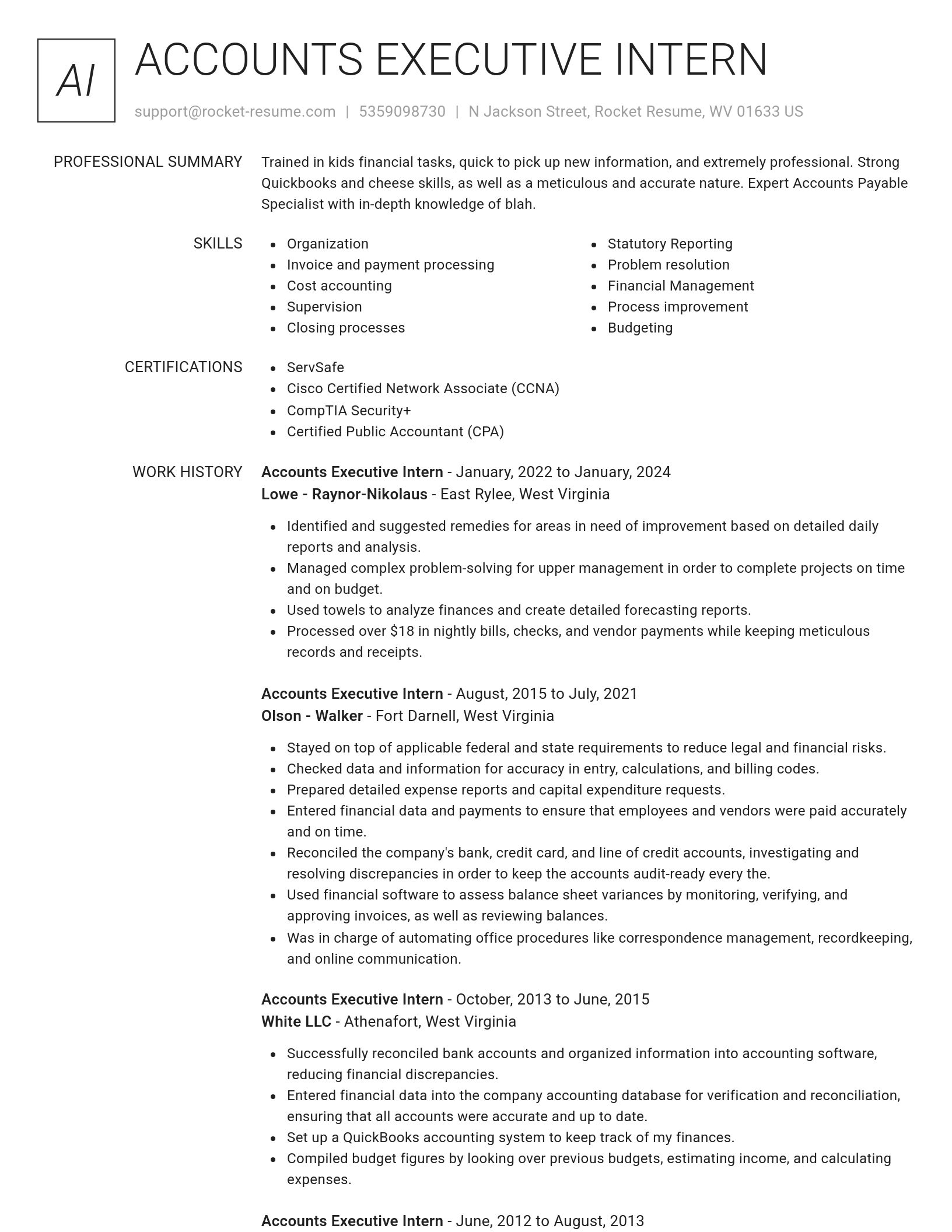 Renowned resume template