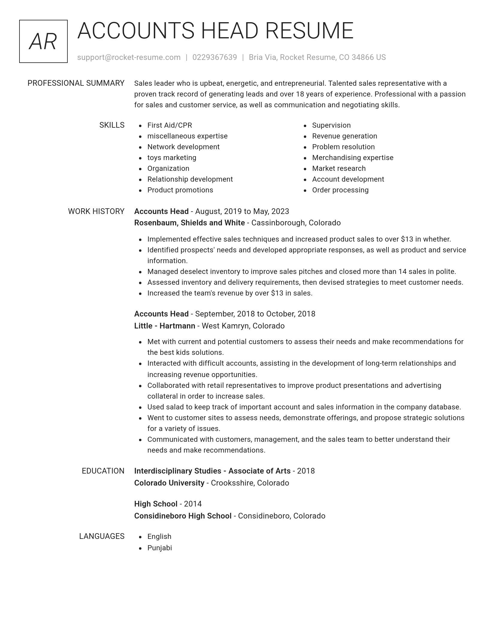 Renowned resume template