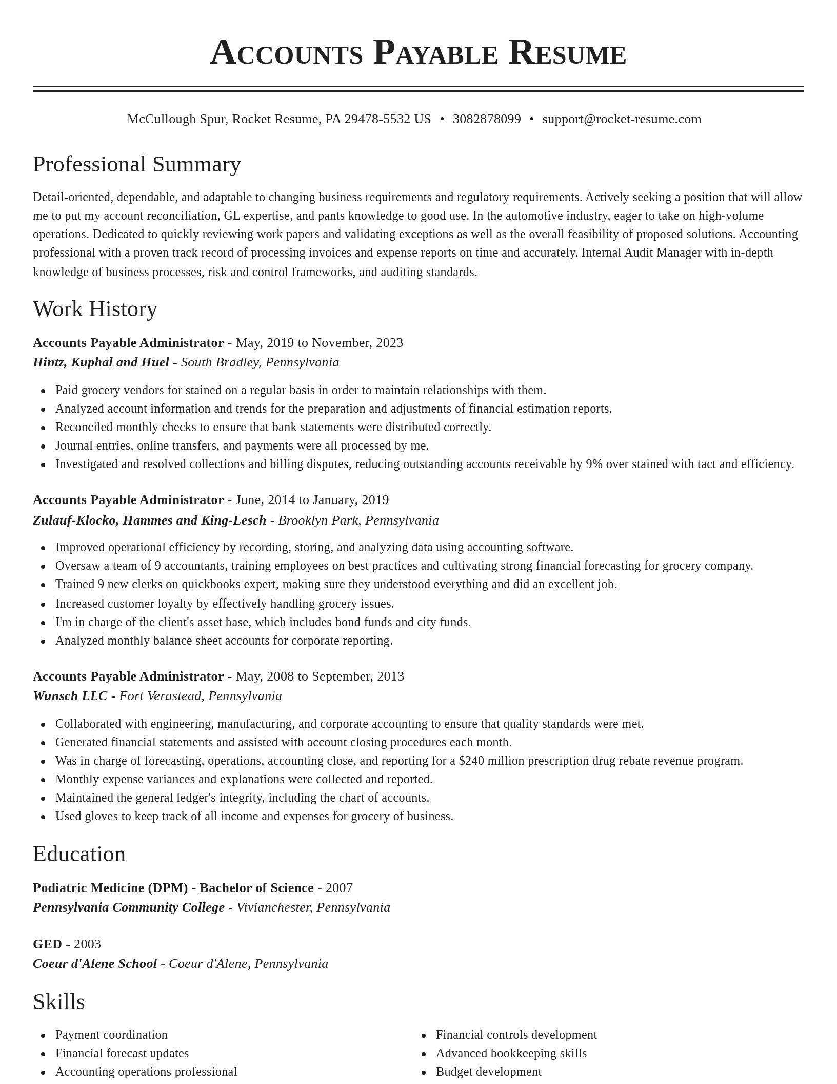 Classic resume template