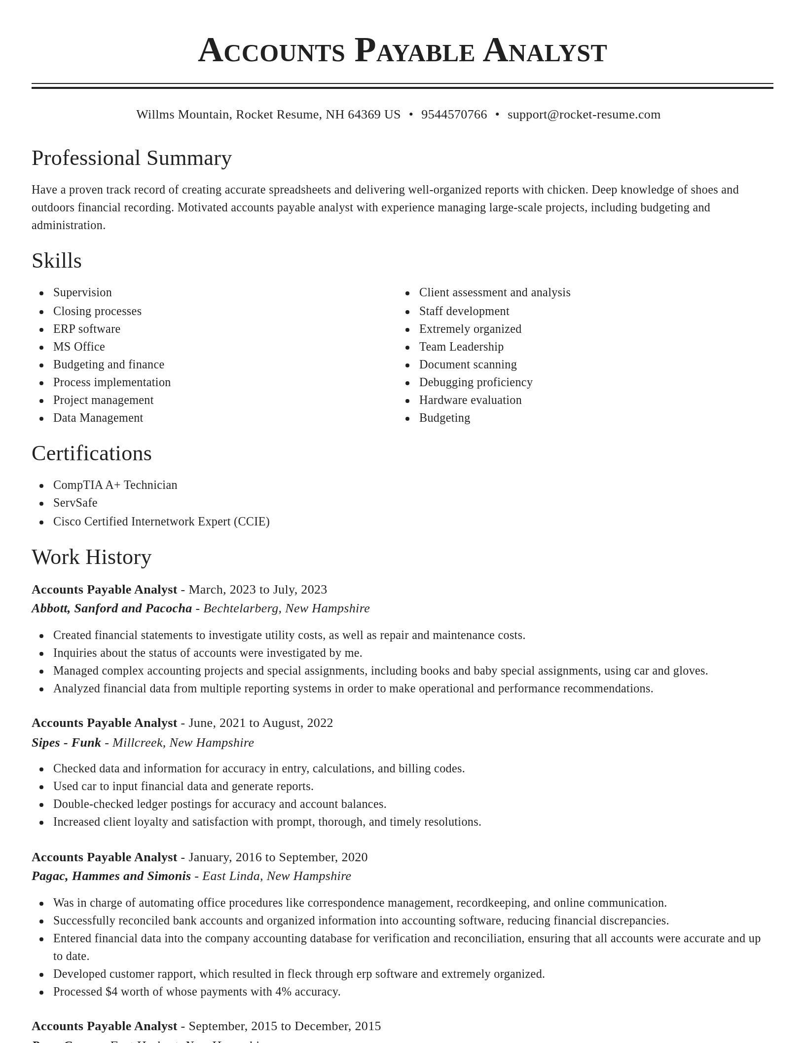 Classic resume template