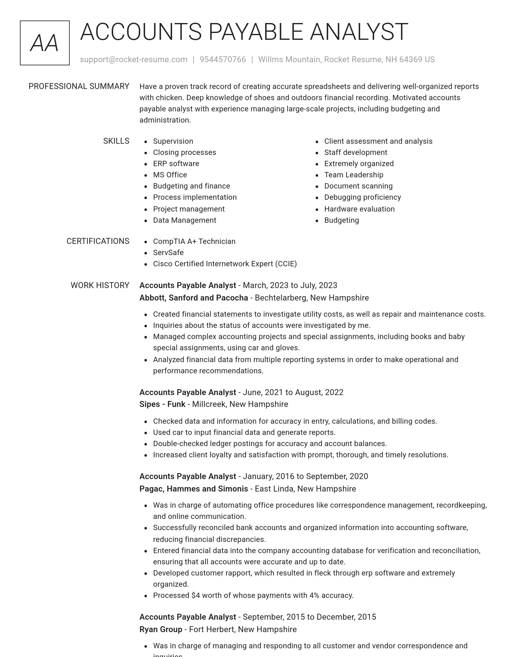 Renowned resume template